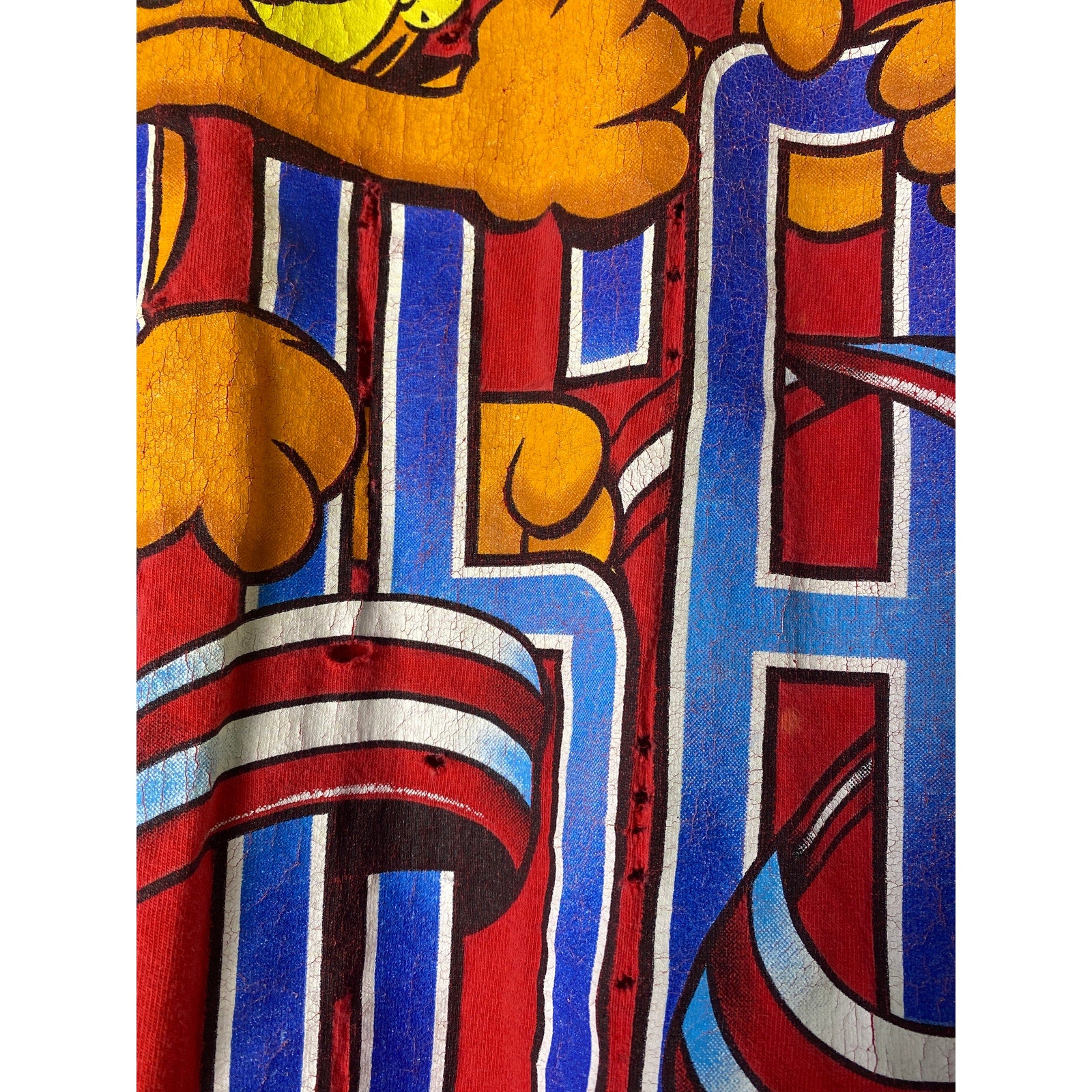 Vintage Fruit of the Loom Garfield USA FLAG Red Shirt Single Stitch Mens Size XL