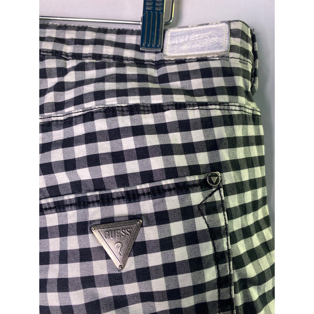 Y2K Guess Black White Gingham Capri Skinny Pants Women's Size 32