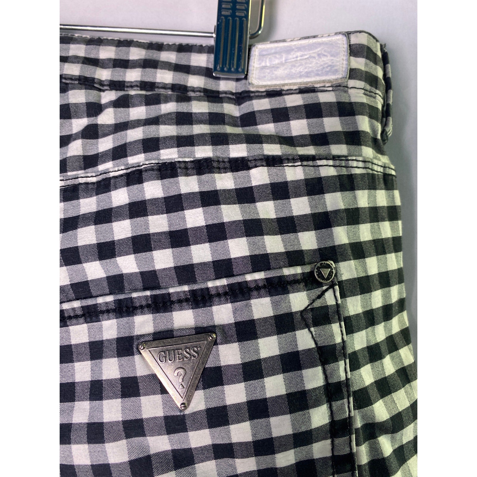 Y2K Guess Black White Gingham Capri Skinny Pants Women's Size 32