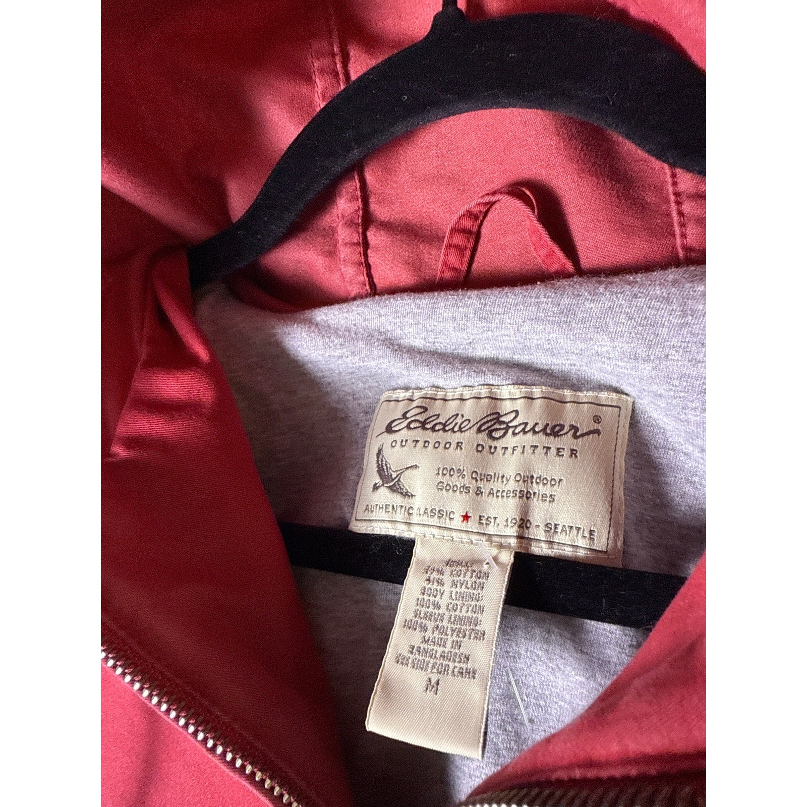 Vintage Eddie Bauer Red Zip Hoodie – M