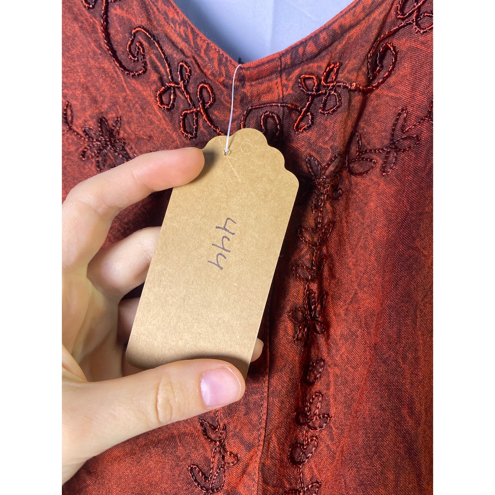 Vintage All That Jazz Red Handkerchief Hem Embroidered Dress Large (Marked OS)