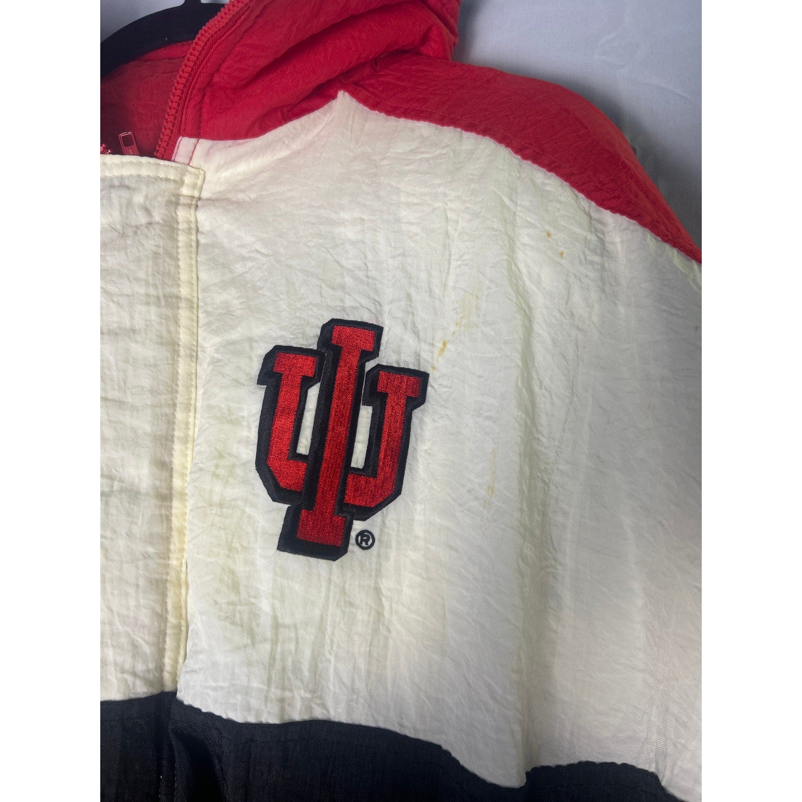 Vintage 90s C&C Sportswear IU Indiana University Hoodie Puffer Jacket Full Zip L