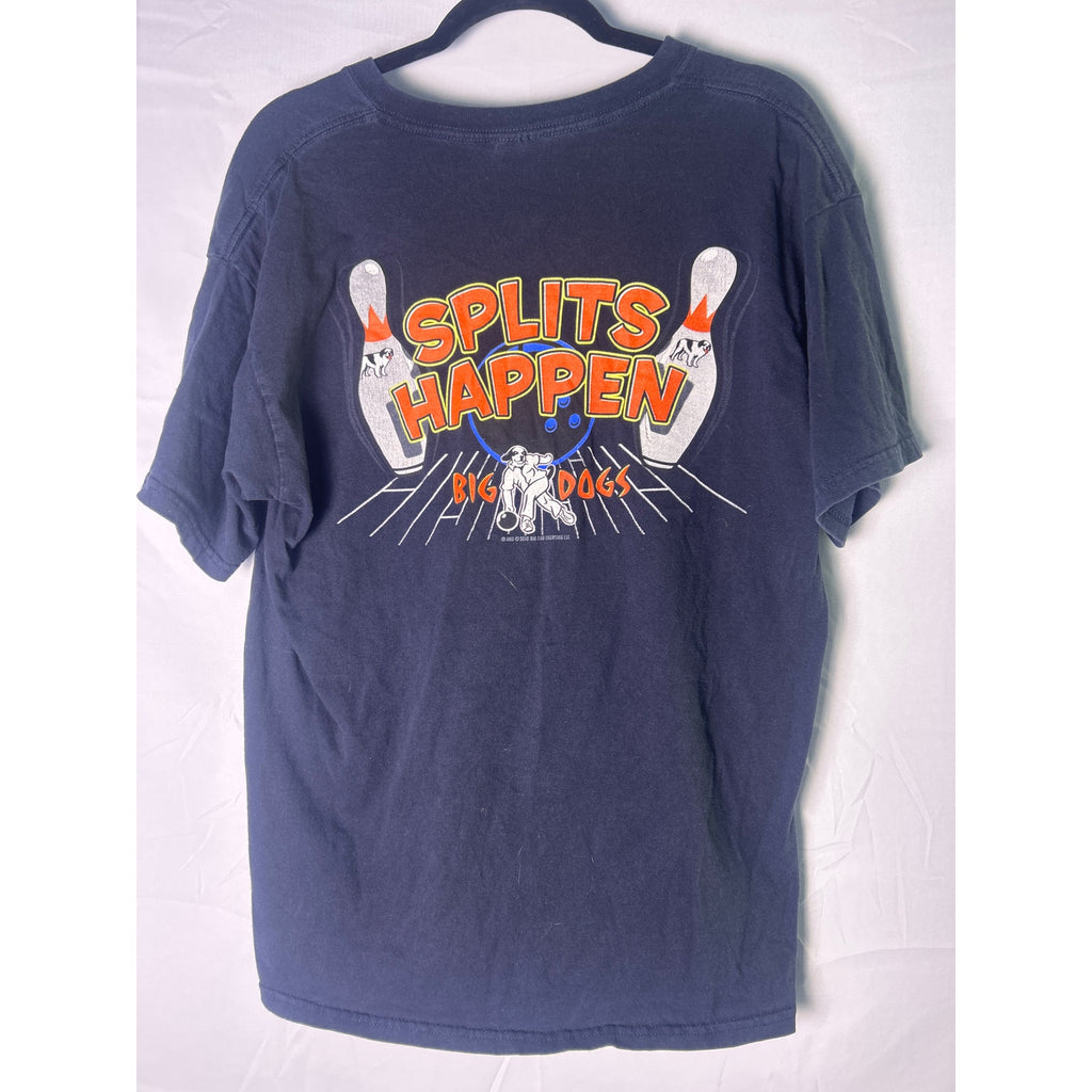 Gildan Splits Happen BIG DOGS Graphic Print Black Shirt Women's Size Large