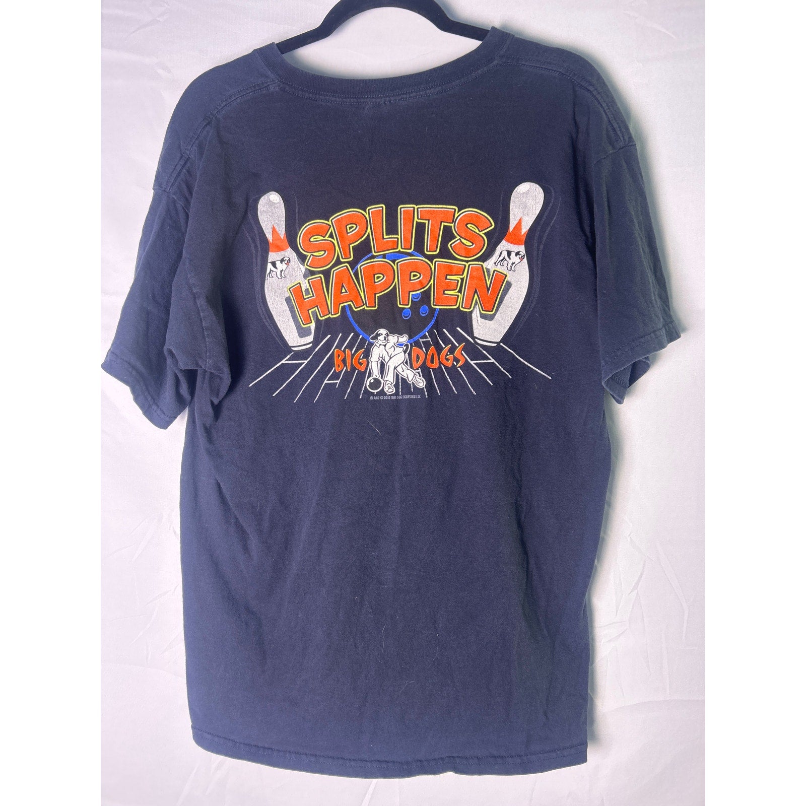 Gildan Splits Happen BIG DOGS Graphic Print Black Shirt Women's Size Large