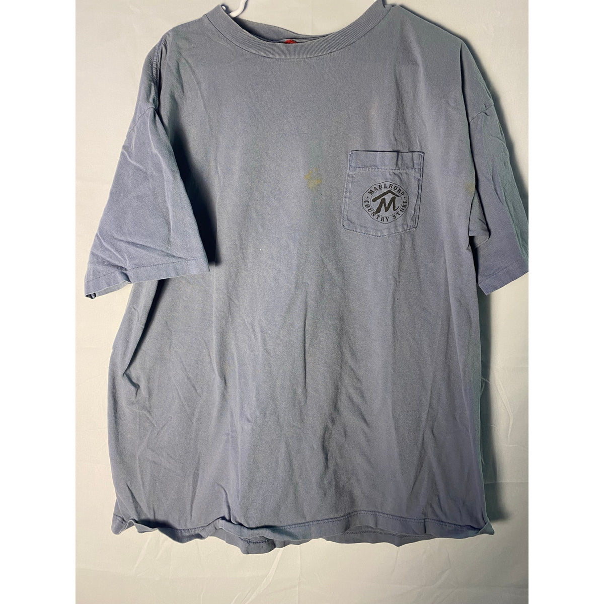 Vintage Marlboro Cowboys Boots Pocket Shirt Mens Fits XL Blue Made in USA