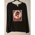 Ko Ko Ailis Purple Woman Bedazzled Graphic Print Black Long Sleeve Shirt 2XL