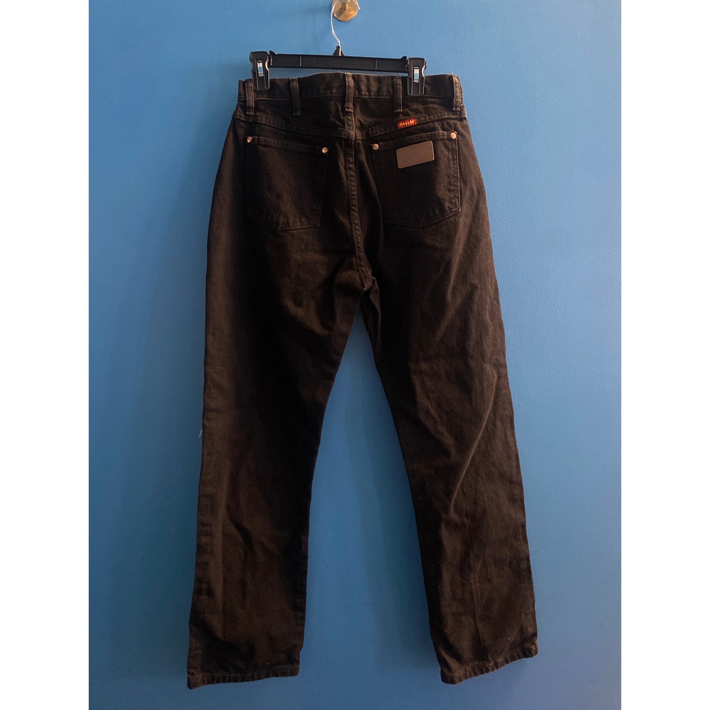 Wrangler A001 Brown Straight Leg Dark Wash Black Denim Modern Pants 15x32