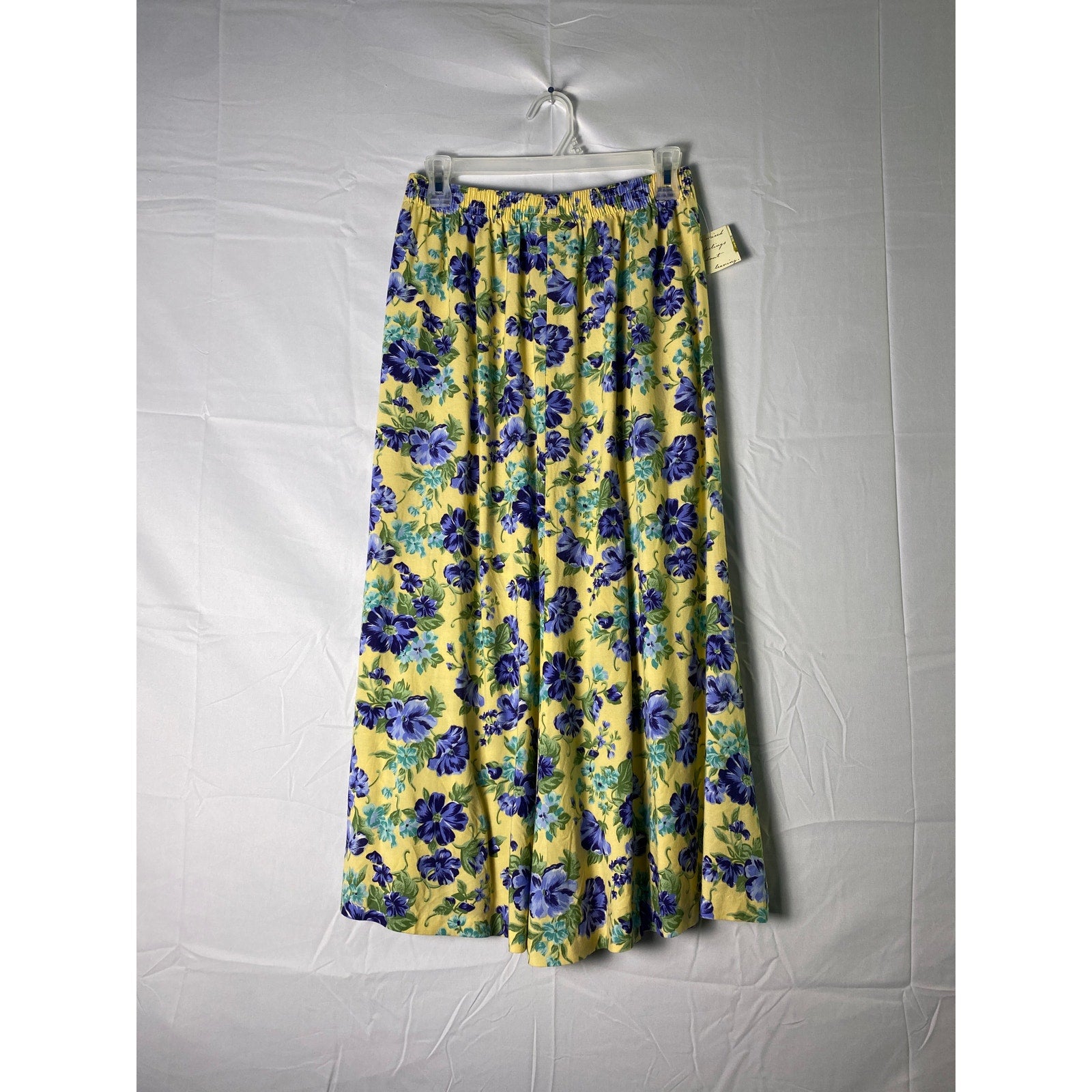 Vintage 80s-90s Jantzen Classics Yellow Blue Floral A-Line Flared Skirt Size 12