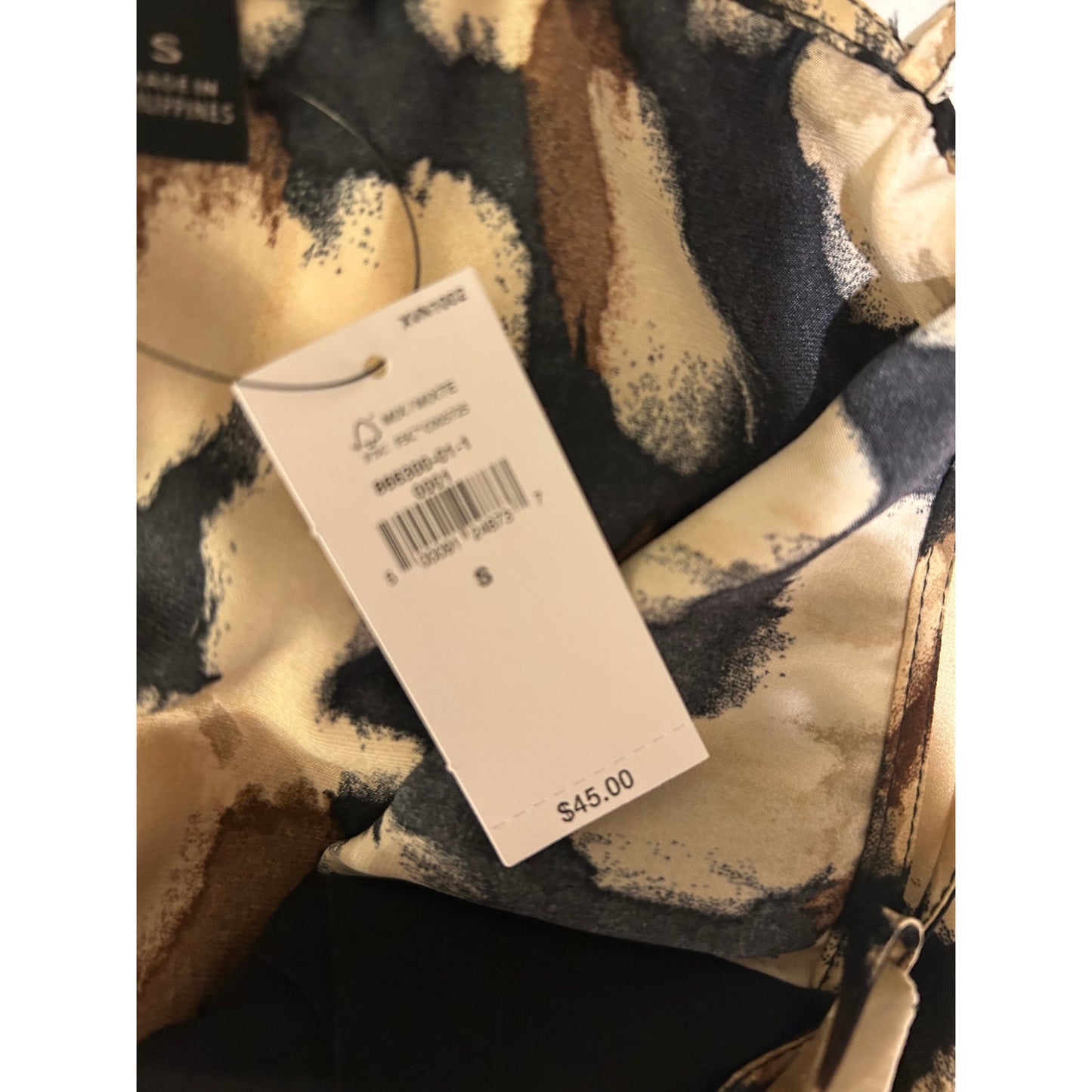 Banana Republic Satin Classic Camisole Tank Top Printed Black Women's Small NWT