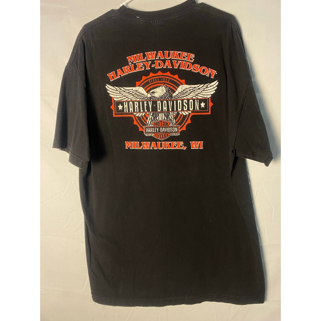 Harley Davidson Milwaukee,WI American Flag Graphic Print Shirt Men's M/L?