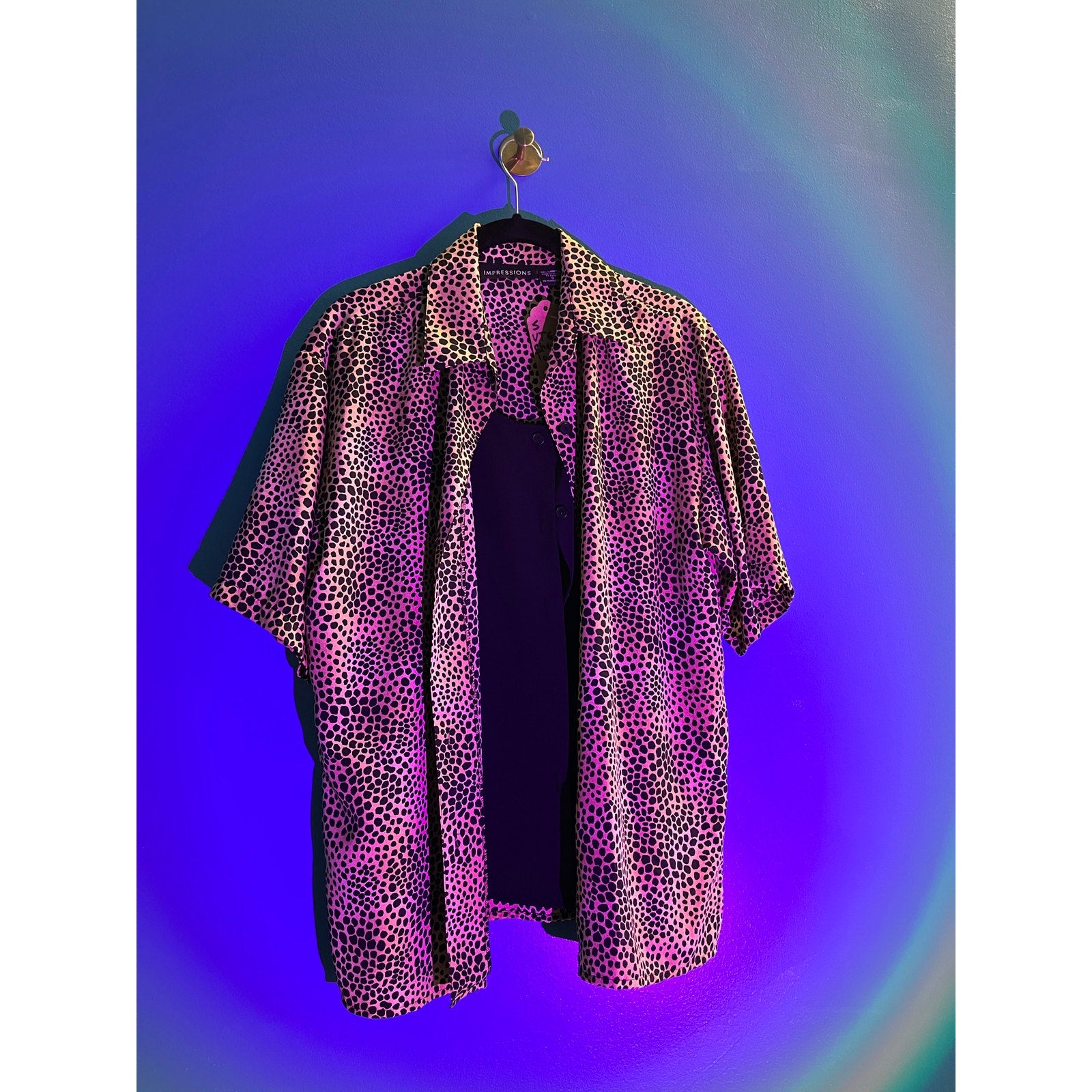Vintage Impressions Button Up Cheetah Print Short Sleeve Women's Size Small