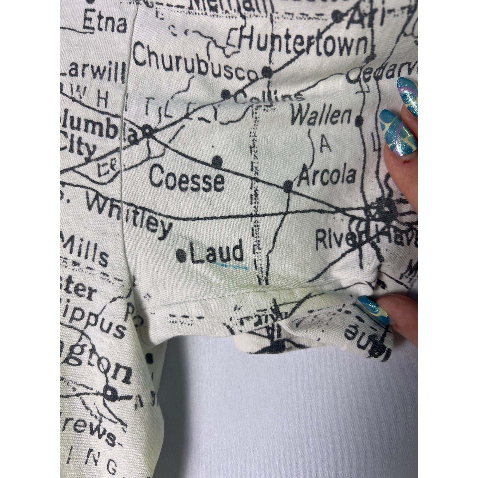 Vintage Indiana Map Short Sleeve  Faded All Over Print T-Shirt Cotton Mens Large