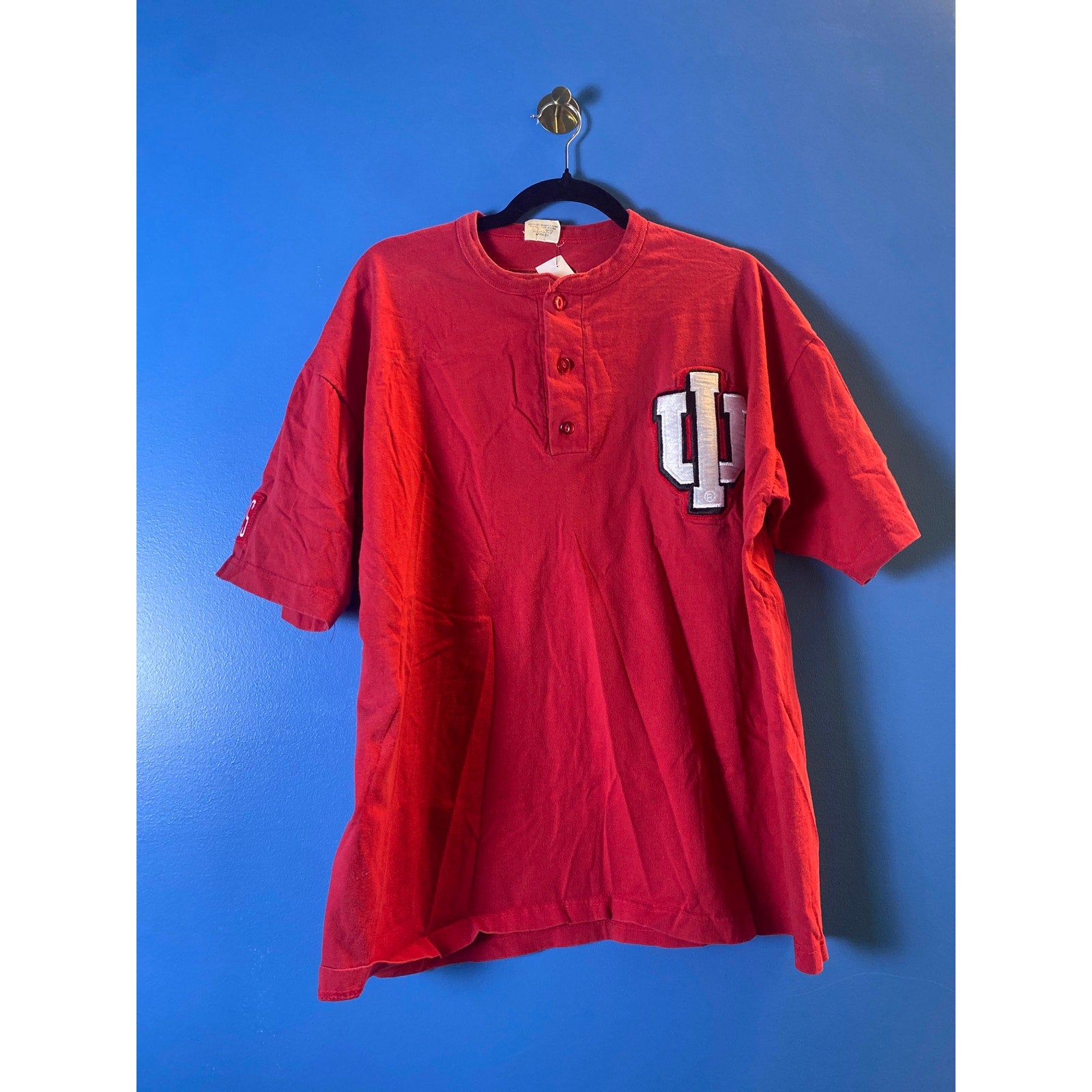Vintage Pro Line Indiana Hoosier Logo Embroidered Quarter Buttons Tee Shirt XL