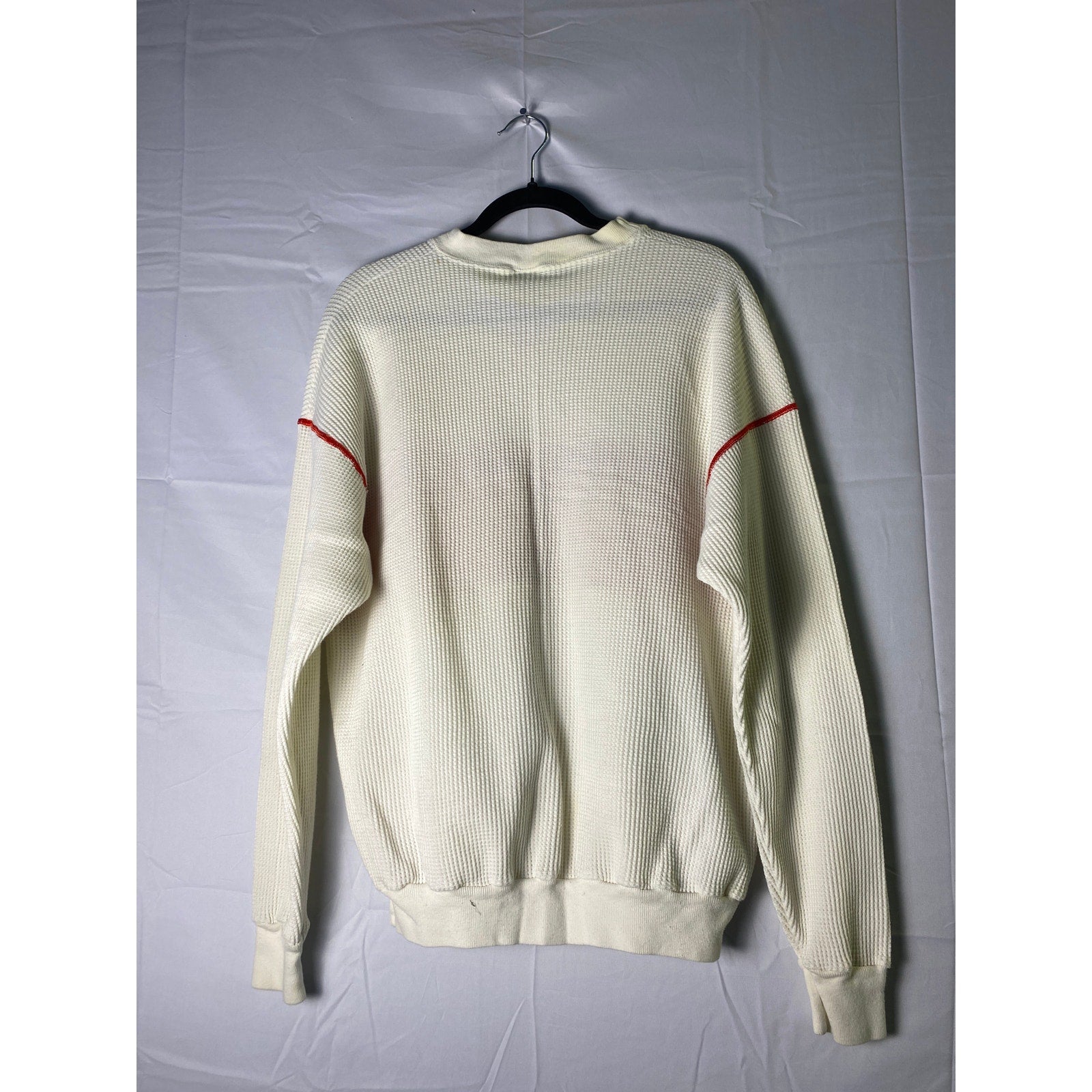 Russell Athletic Red Ivory Waffle Knit Crew Neck Pullover Sweater Men's Large