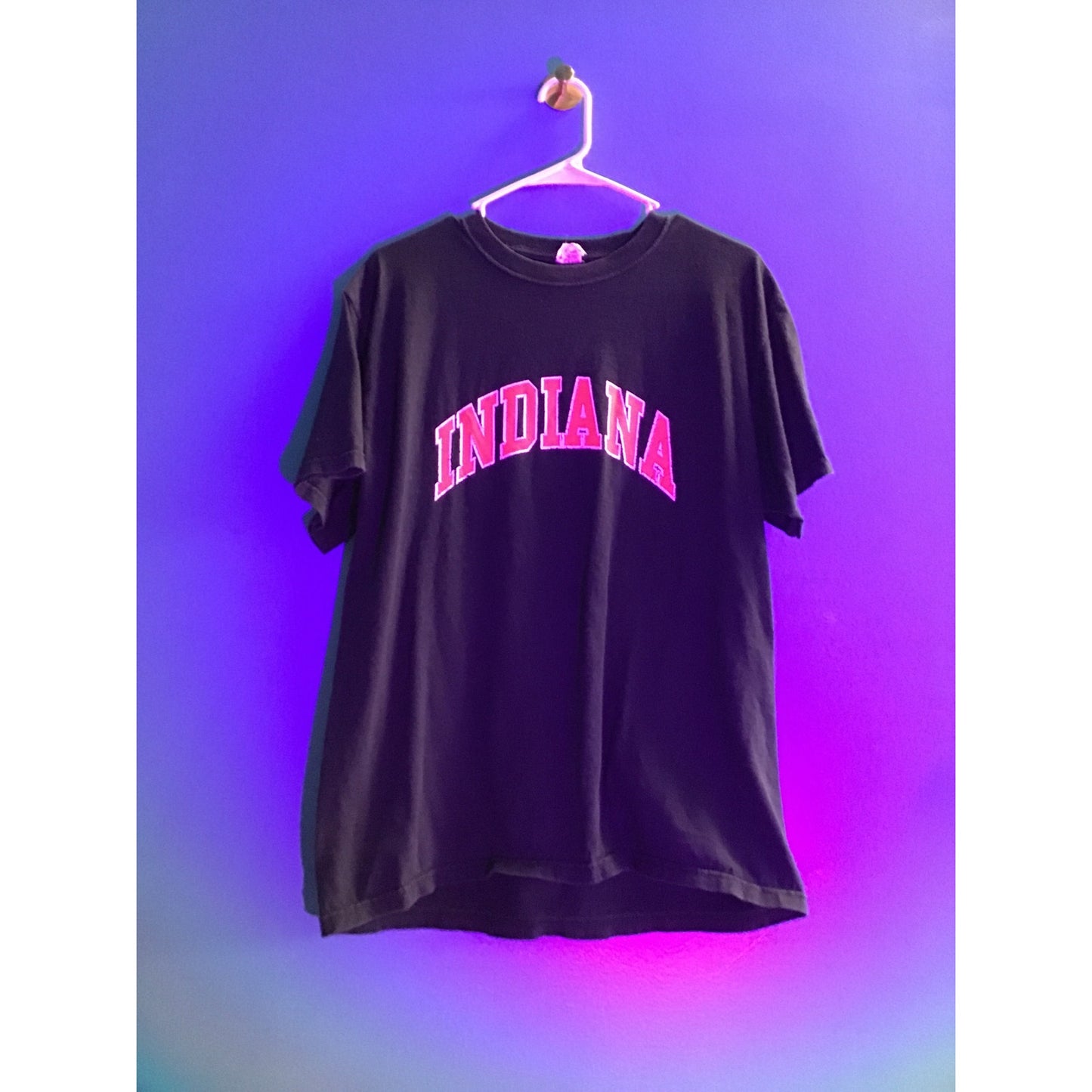 Y2K IU INDIANA Hoosier Graphic Print Black Arch T-shirt Women's Size Large