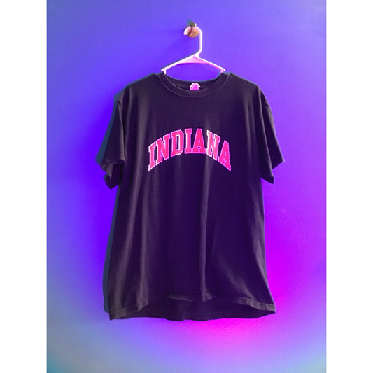 Y2K IU INDIANA Hoosier Graphic Print Black Arch T-shirt Women's Size Large