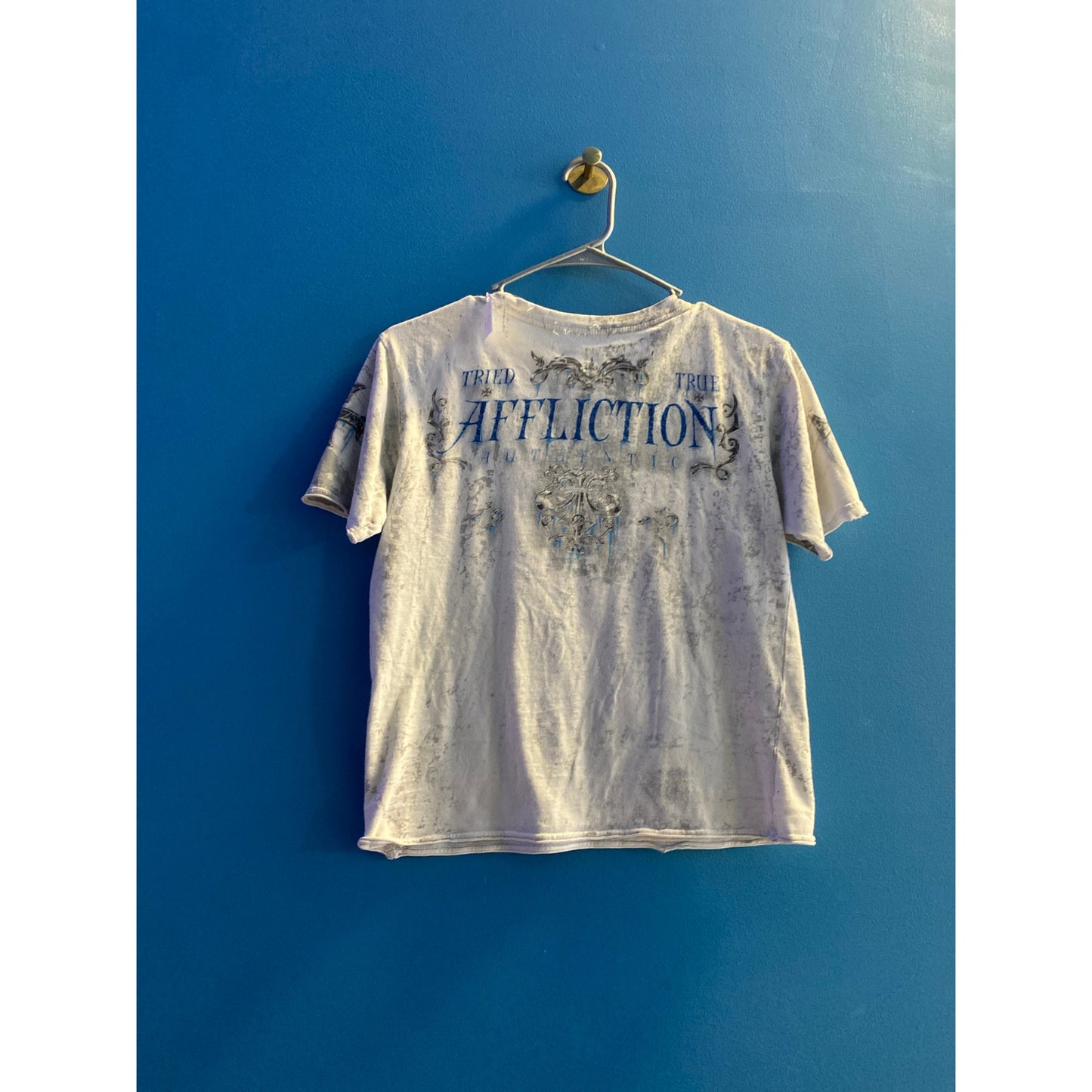 Vintage Y2K Affliction Tried True Trademark White T-Shirt Women's Size Small
