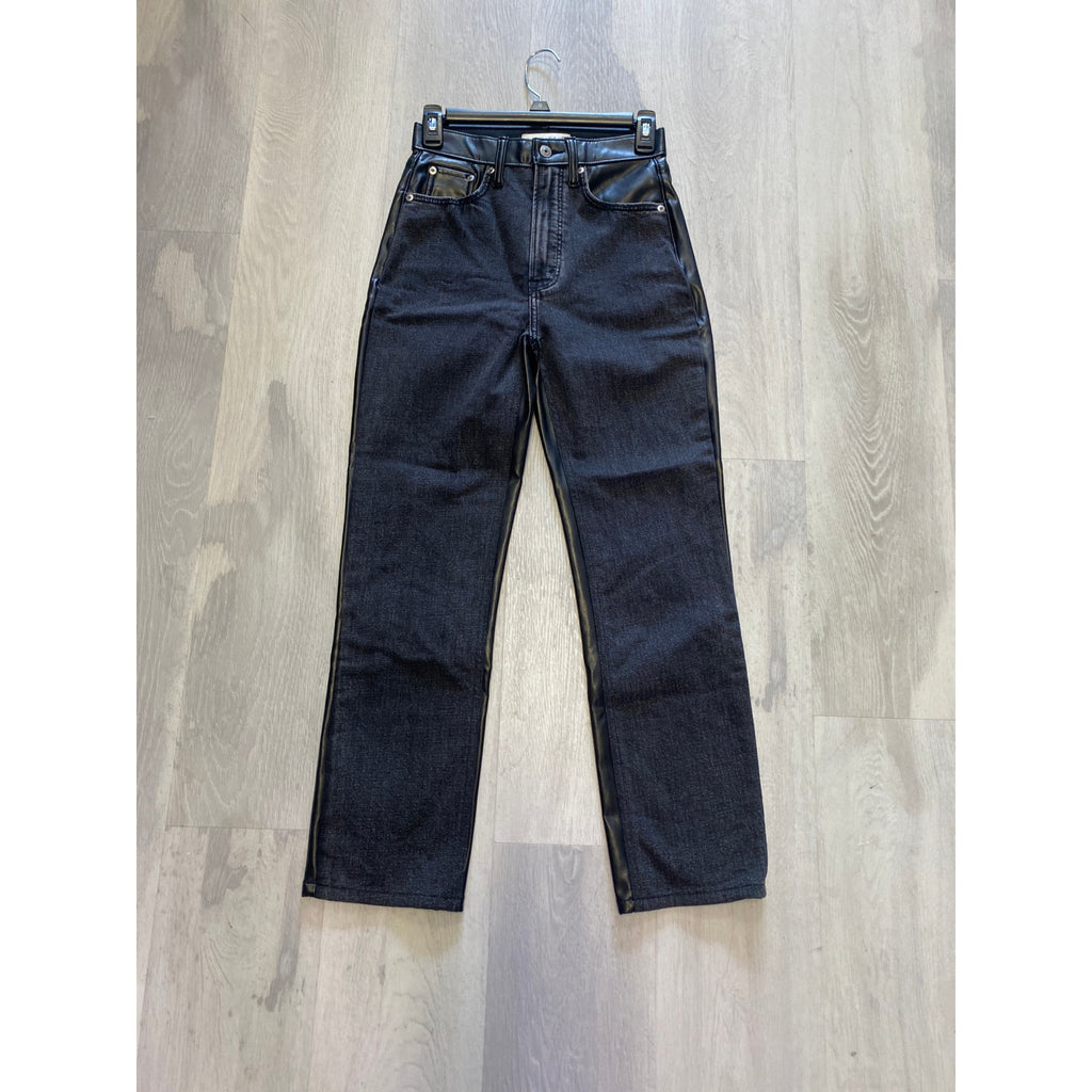 Abercrombie & Fitch The Ankle Straight Ultra High Rise Black Leather Pants 25/0