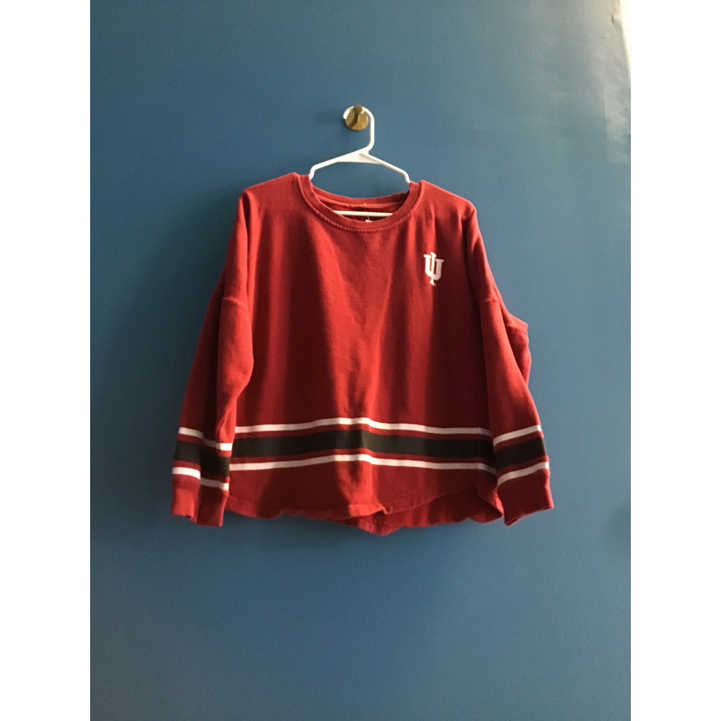 Pink IU Hoosiers Logo Print Pullover Long Sleeve Sweatshirt Women's Size Large