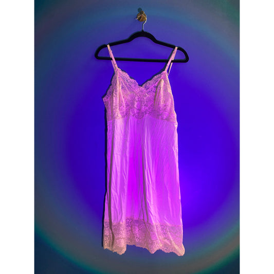 Vintage Nightgown Slip White Lace Dress Sweetheart Neckline Women's Size M/L