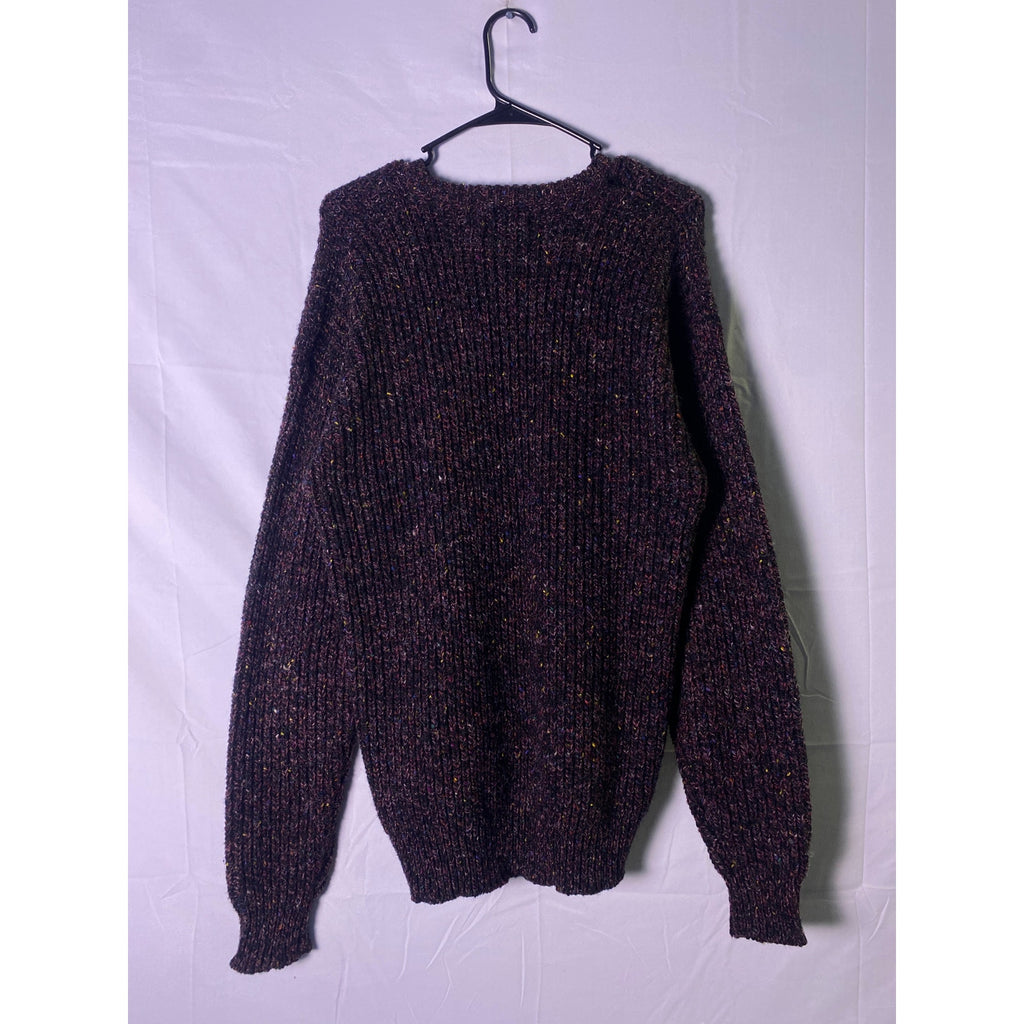 Peter England Chunky-Knit Purple Sweater Crewneck Men's Size Medium