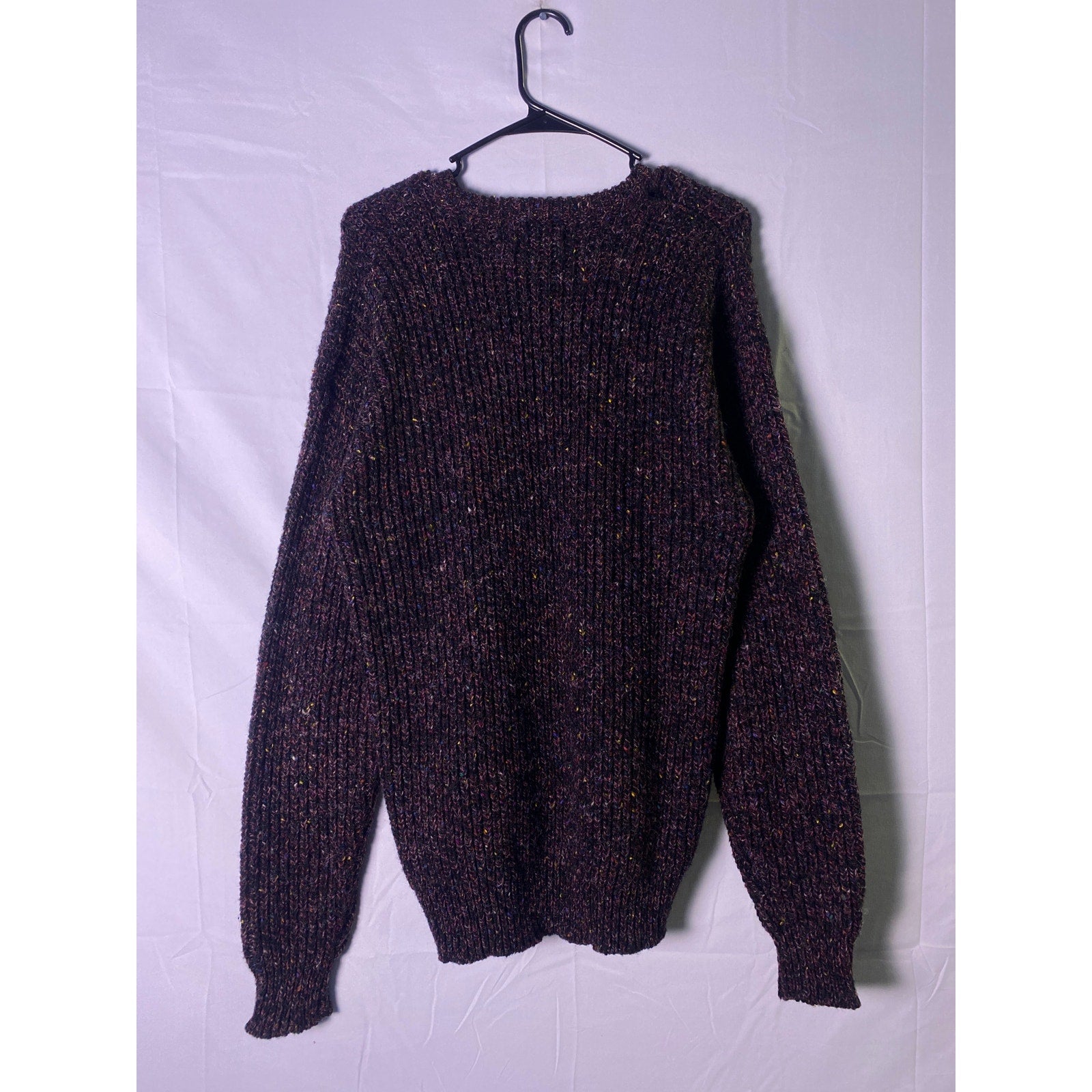 Peter England Chunky-Knit Purple Sweater Crewneck Men's Size Medium