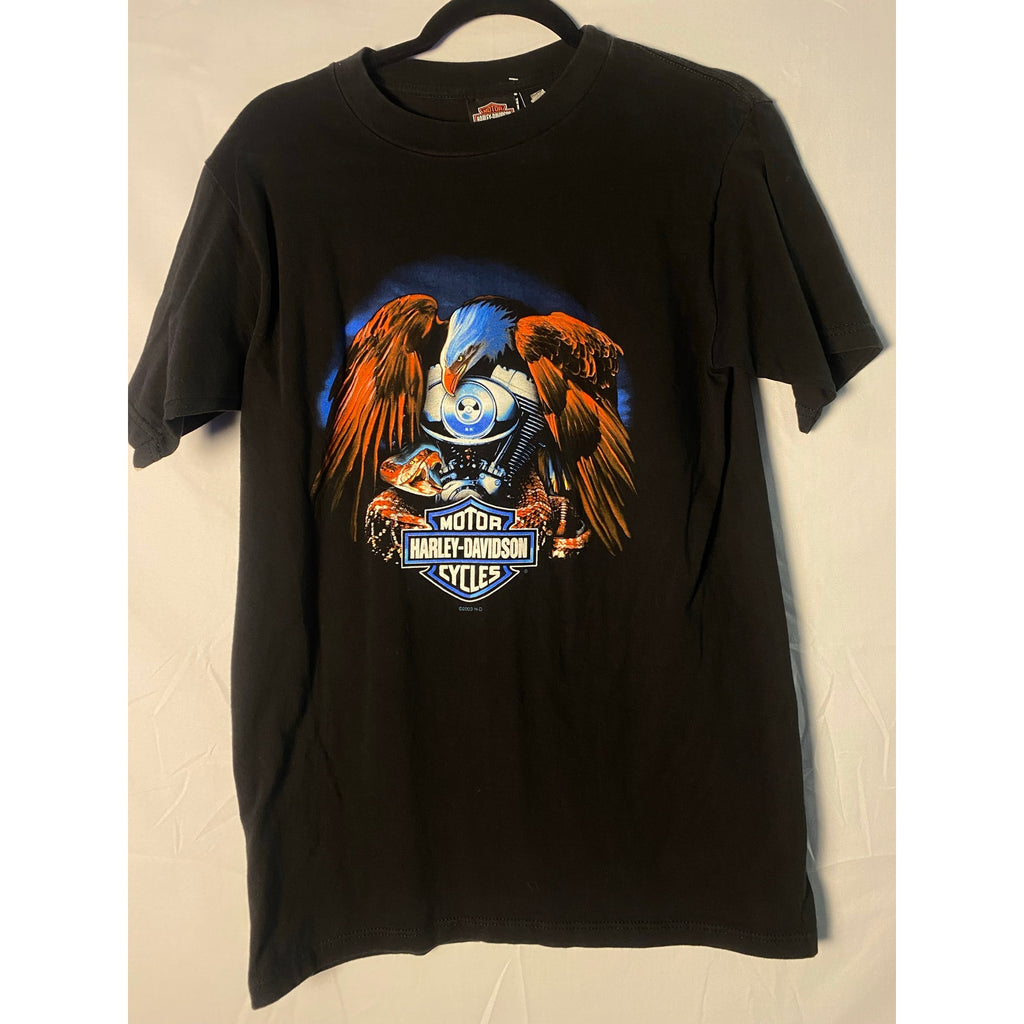 Harley Davidson Eagle Louisville, Kentucky USA Black Graphic Shirt Size M/L?