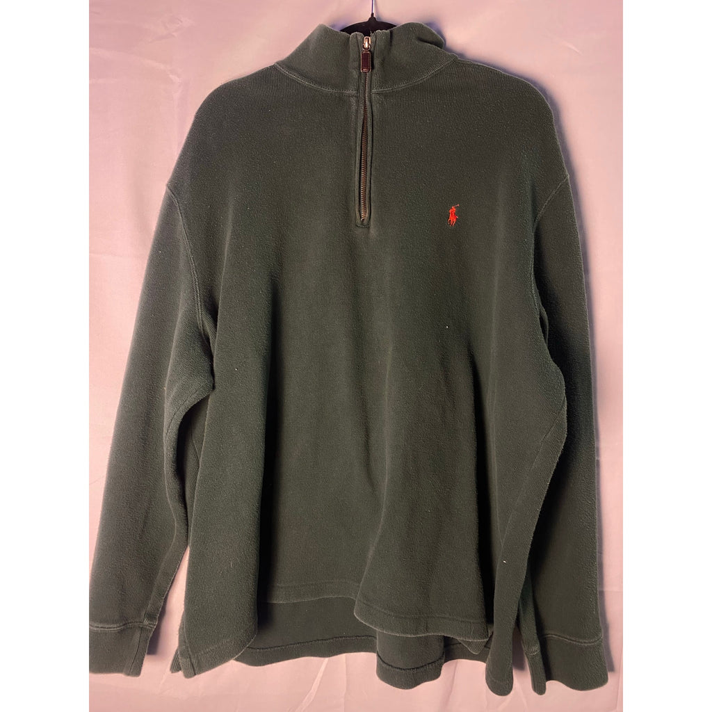 Vintage Polo by Ralph Lauren Green Polo Sweater Quarter Zip Pullover Logo 2XL