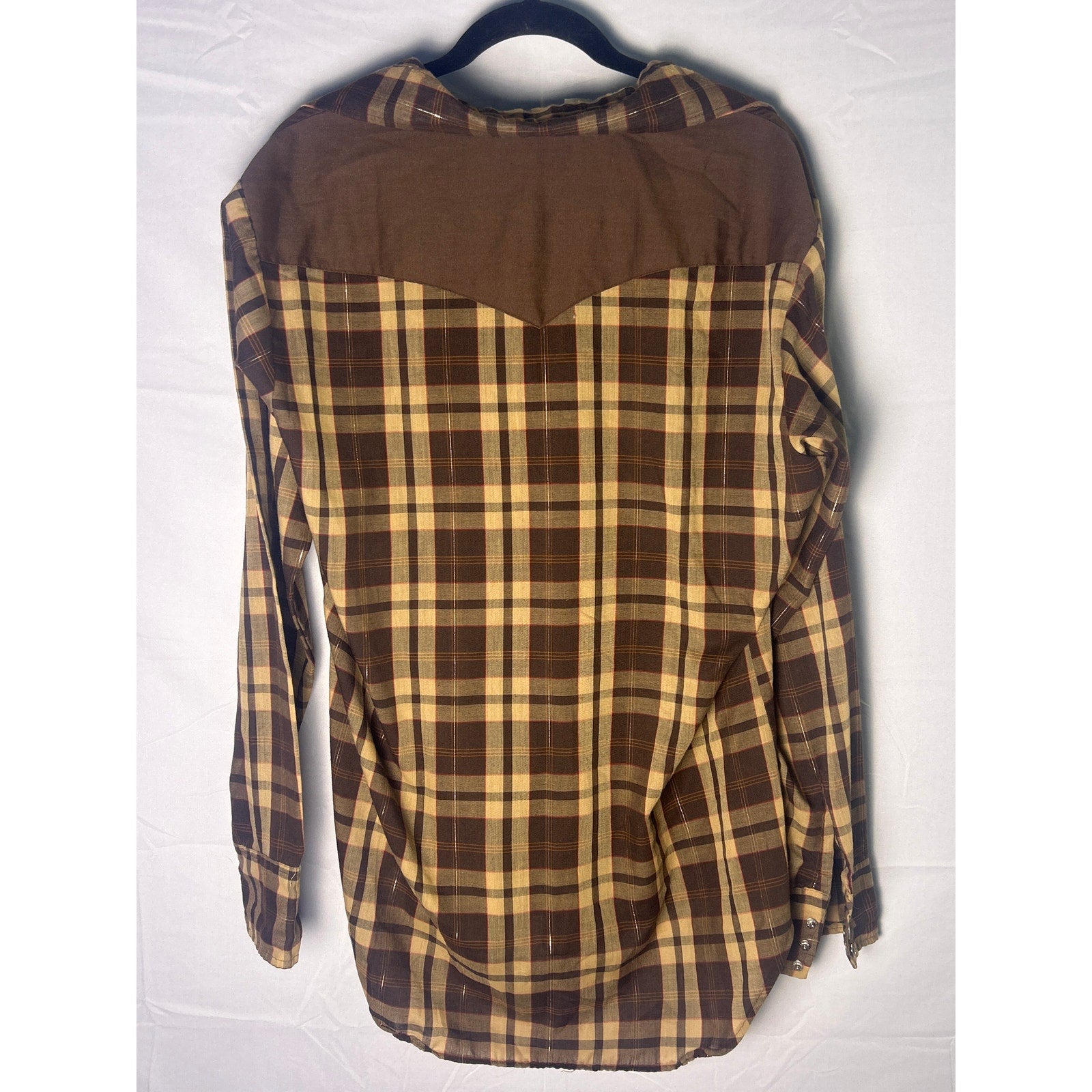 DeeCee Rangers Brown Plaid Button Up Western Shirt Long Sleeve 16-16.5 Large