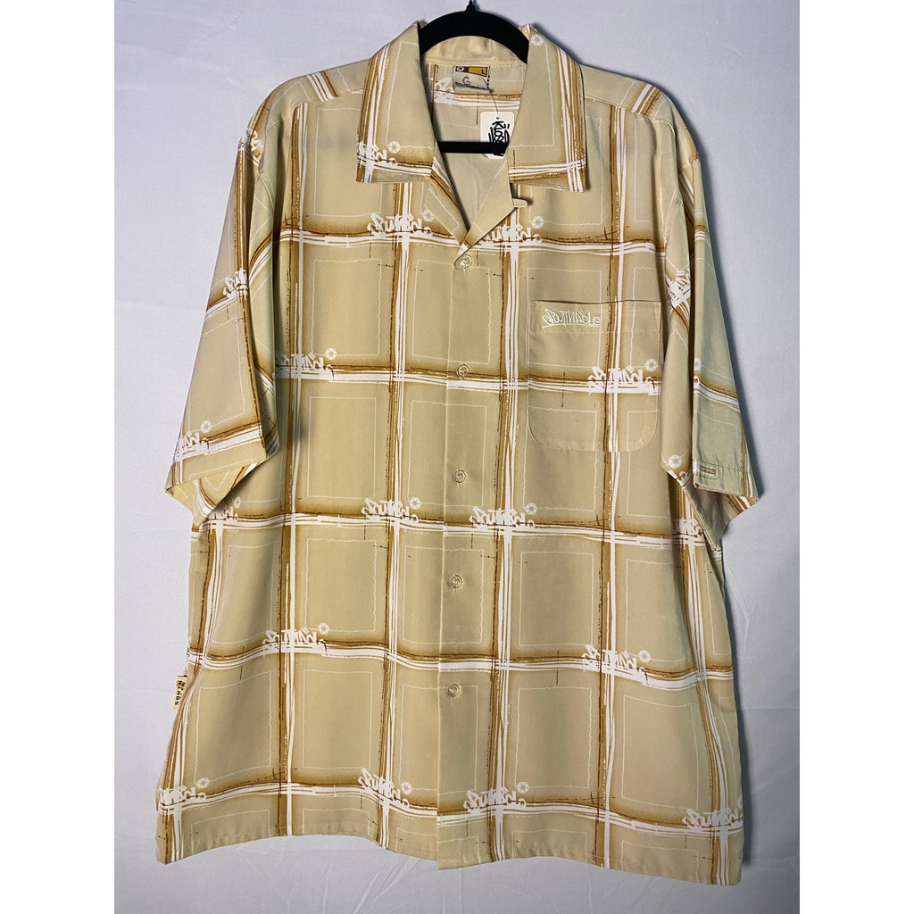 Vintage South Pole Tan White Hip Hip Y2K Streetwear Button Up Shirt Men’s Large