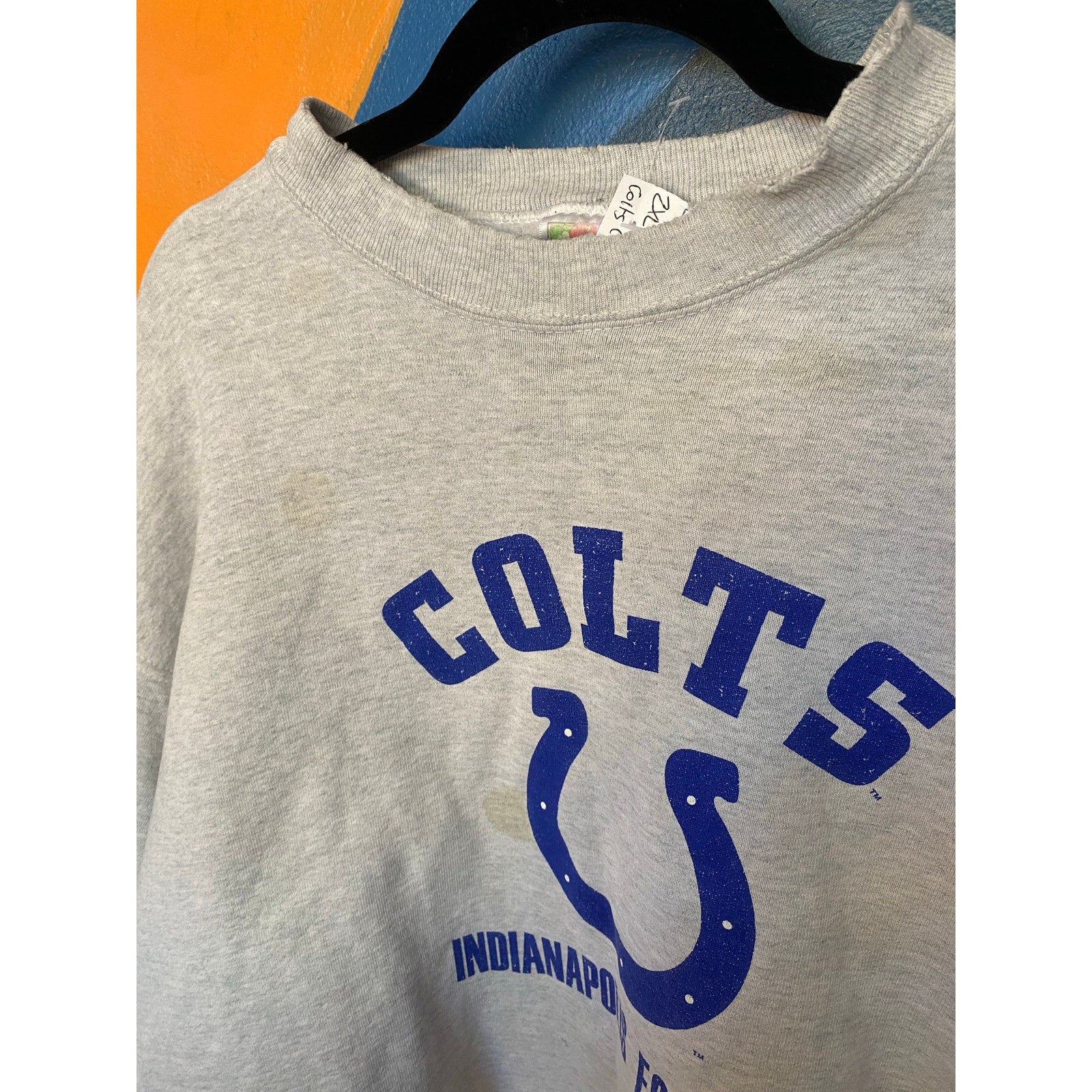Fruit of the Loom Gray Crew Neck Indianapolis Colts Pullover Sweater Men's XXL