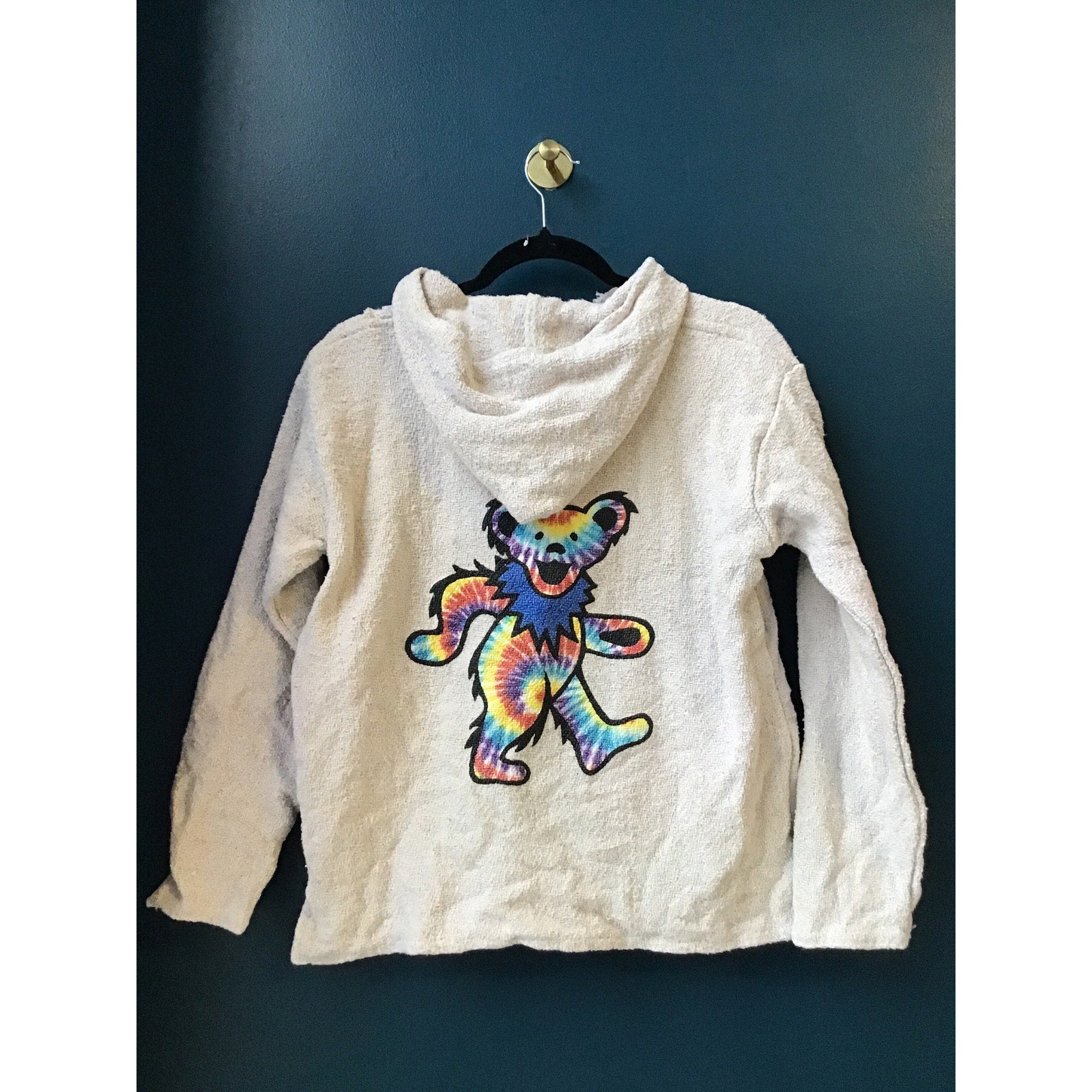 Baja Joe Grateful Dead Dancing Bear Pullover Hoodie Sweatshirt White Women Small
