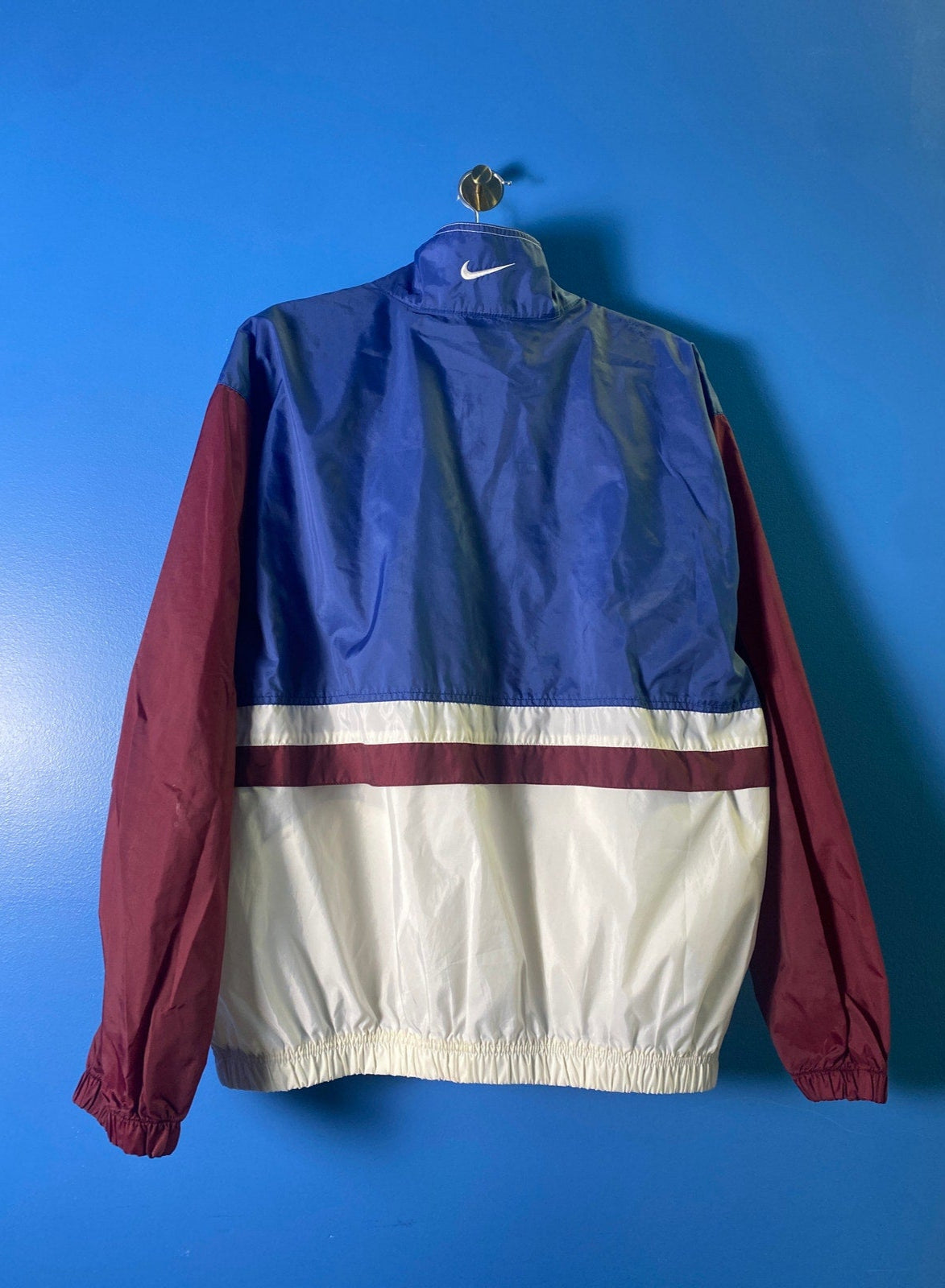 Vintage Nike Lightweight Zip Up Nylon Windbreaker Jacket Red Blue White Large