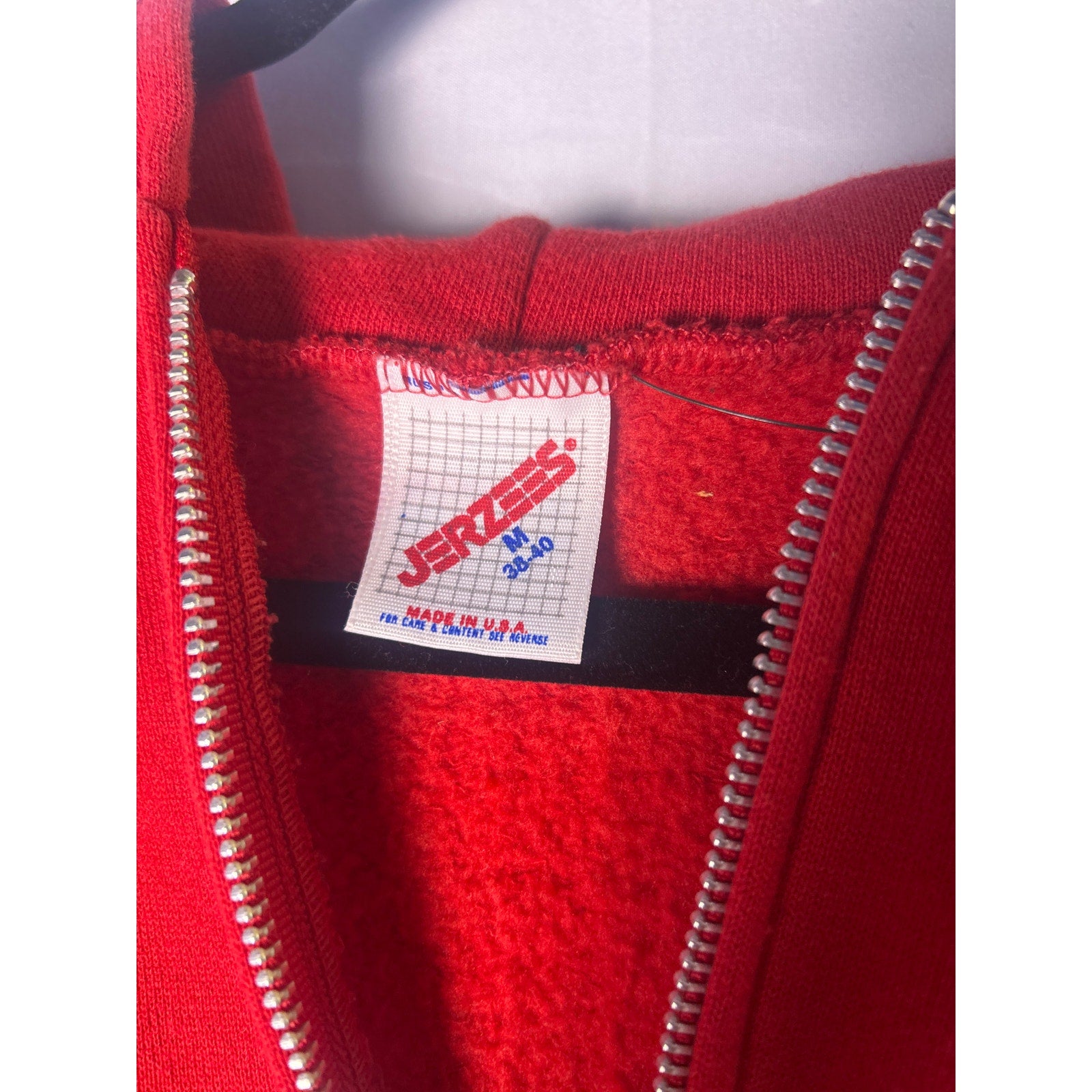 Jerzees Red Embroidered IU INDIANA Logo Full Zip Hoodie Sweatshirt Men's Medium