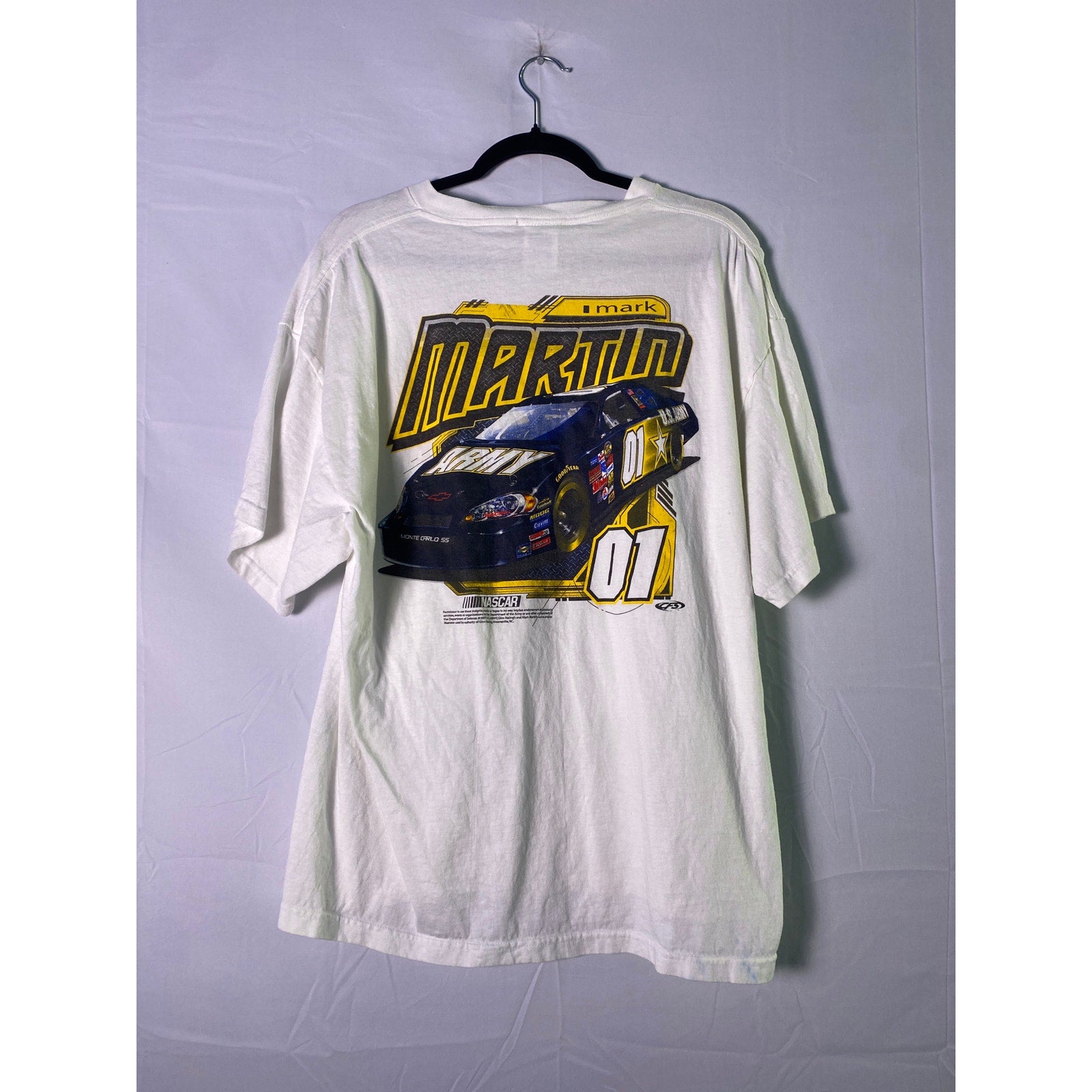 Mark Martin #01 Racing NASCAR Printed White Shirt Men's Size XL
