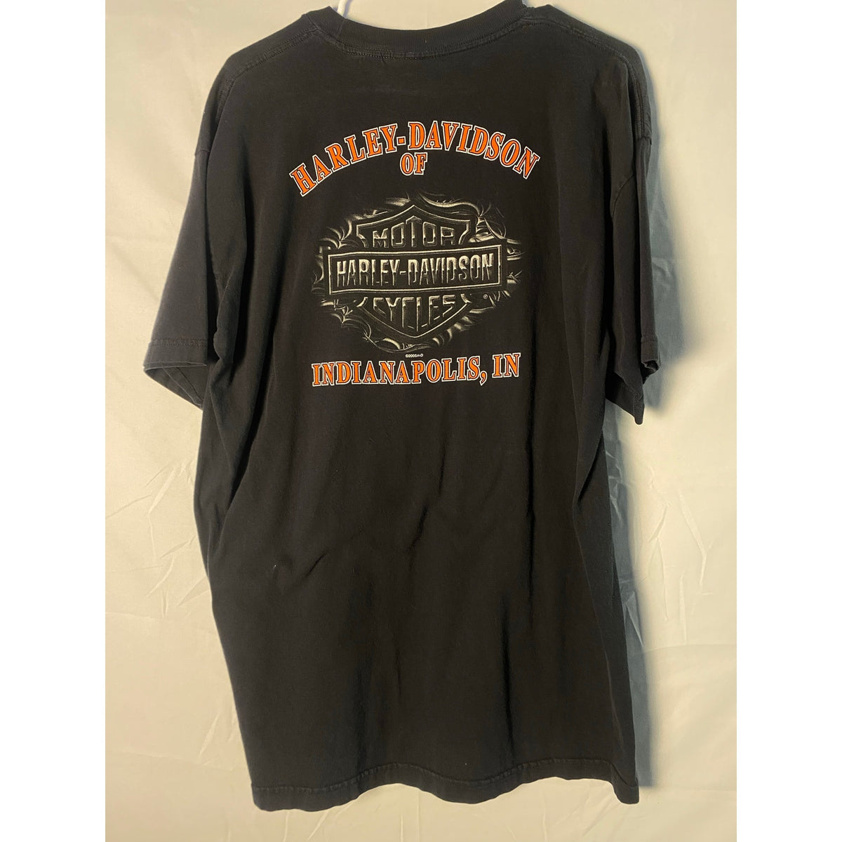 Harley Davidson 2005 Indianapolis, IN Flaming Skull Graphic Print Shirt L/XL?