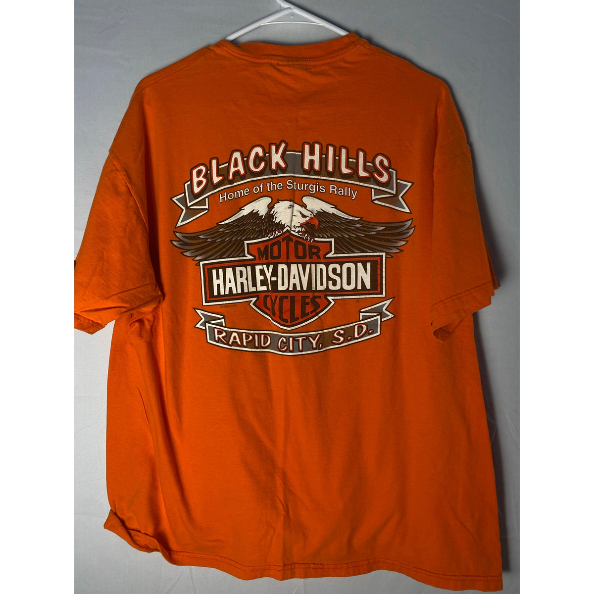 Y2K Harley Davidson Black Hills Rapid City, South Dakota Orange Shirt XL/2XL?