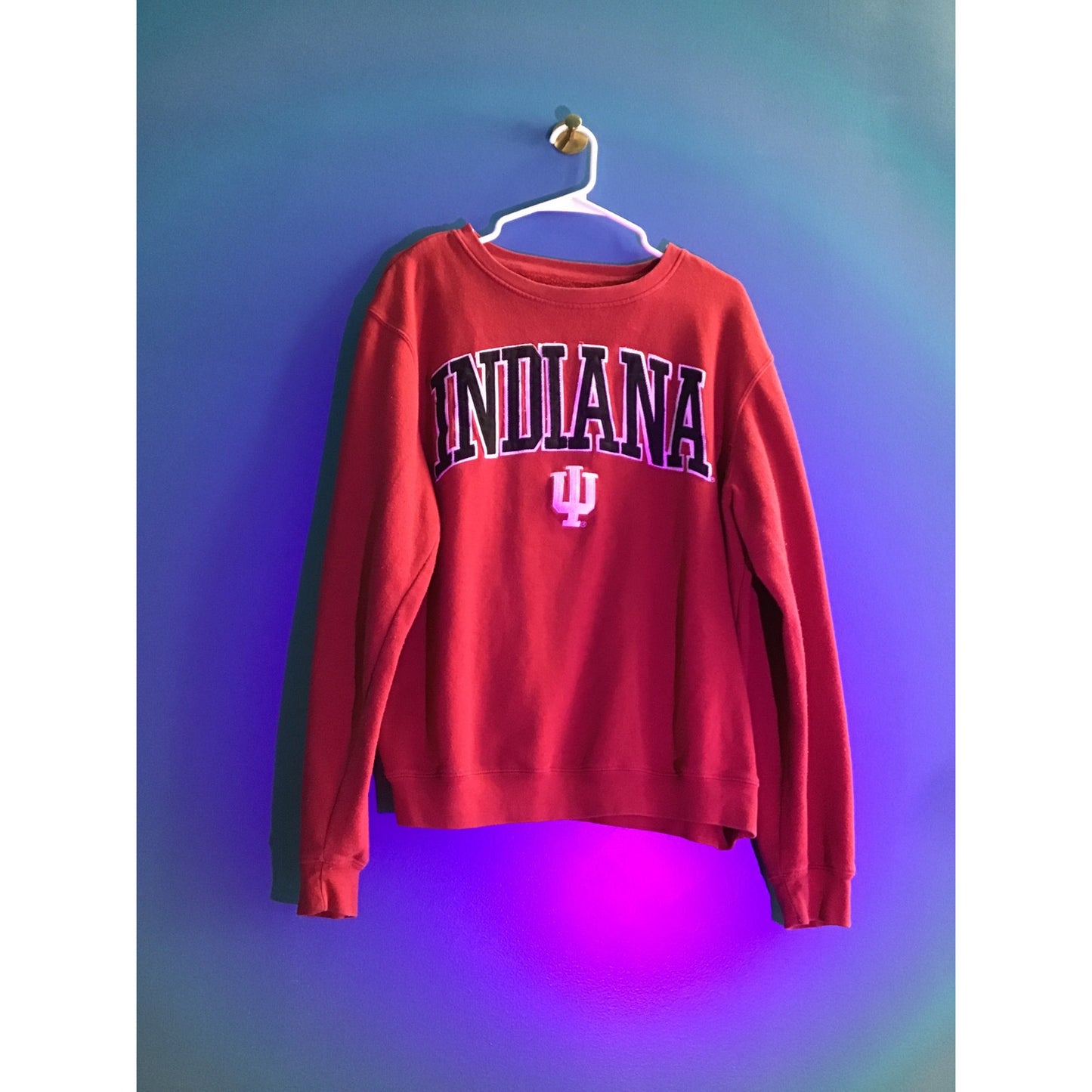 Y2K J America INDIANA Embroidered Crew Neck Pullover Sweatshirt Women's Large