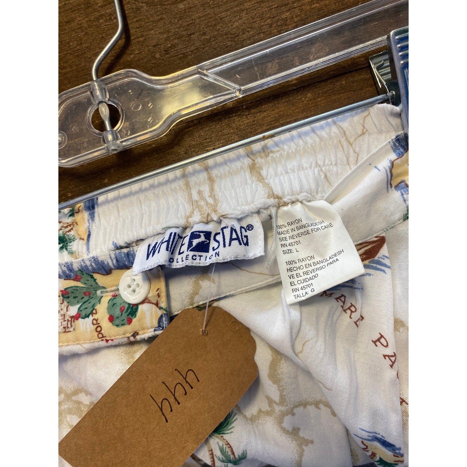 White Stag White Rayon Mare Alt Island Print Pleated Maxi Skirt Women's Large