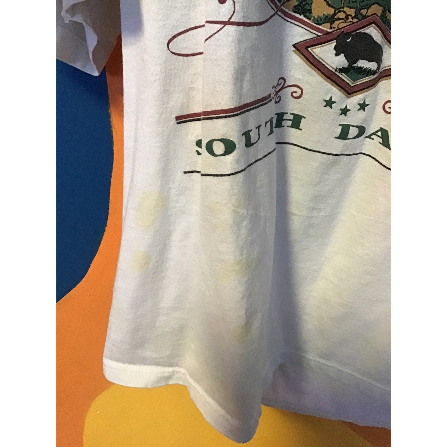 VTG 90s Jerzees Mount Rushmore South Dakota Graphic Print White Shirt Mens XL