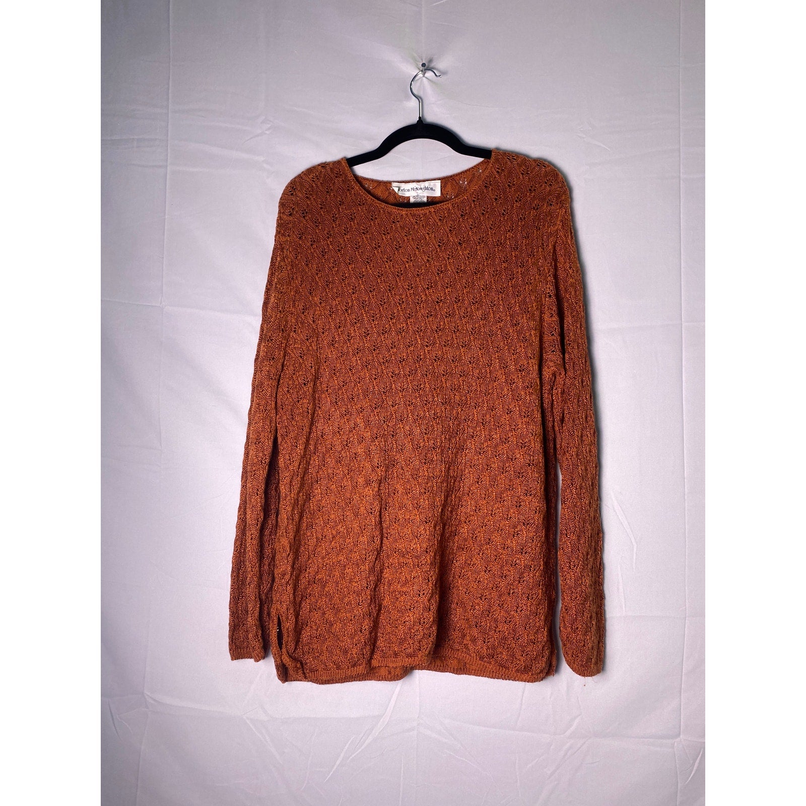 Vintage Norton McNaughton Orange Knit Sweater Women's Size Large