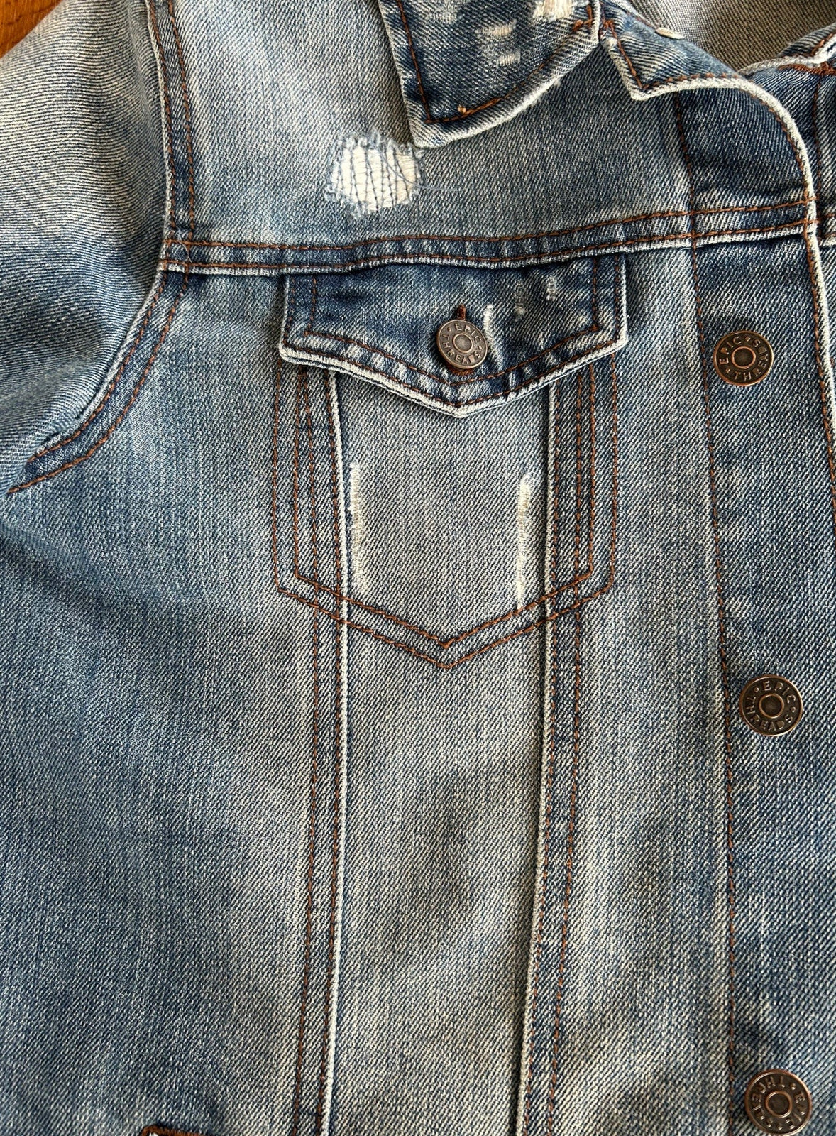 Epic Threads Button Up Distressed Blue Denim Jacket Women's Size Large