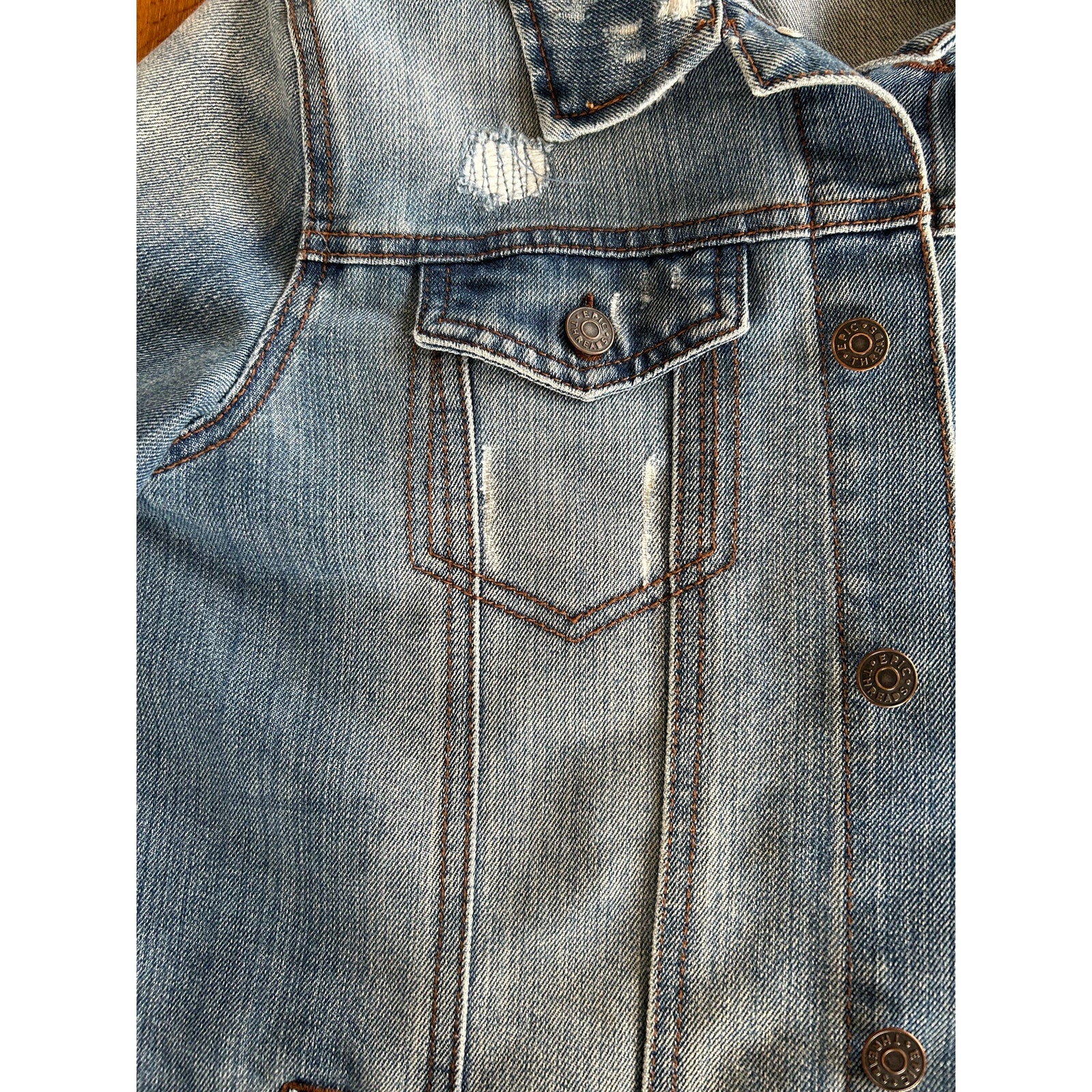 Epic Threads Button Up Distressed Blue Denim Jacket Women's Size Large