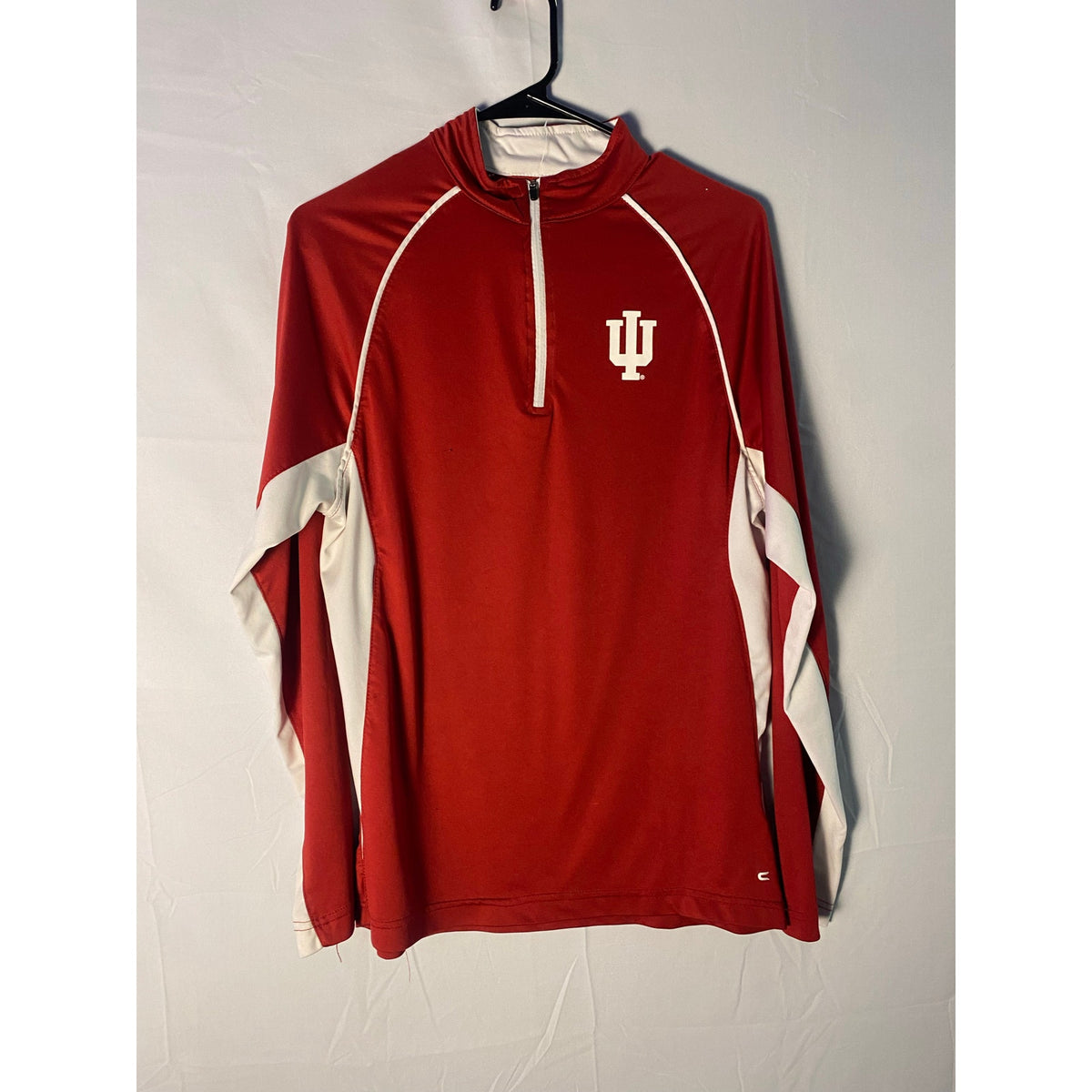 IU Indiana University Red Quarter Zip Shirt Long Sleeve Athletic Men's Medium