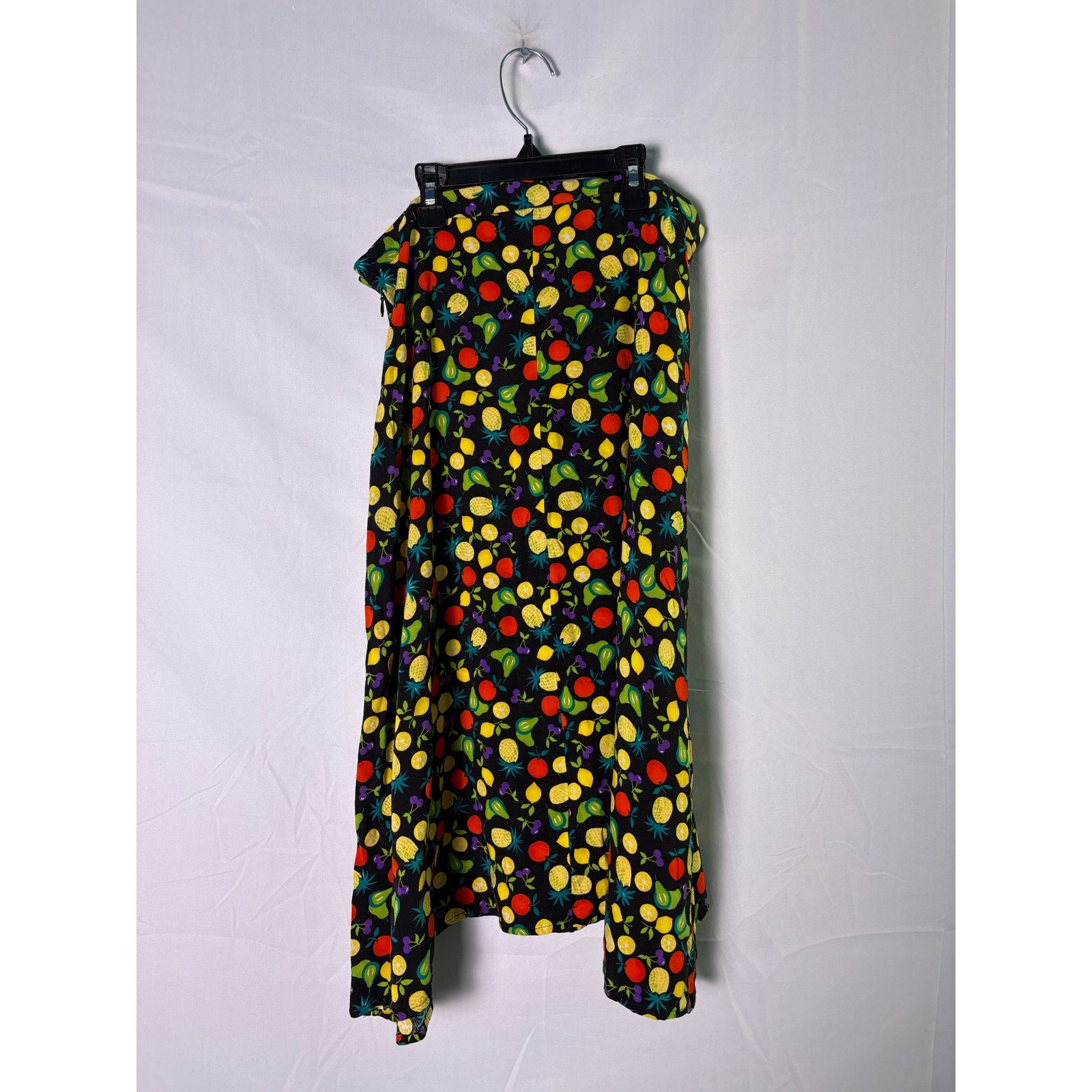 1990's Sag Harbor Rayon Fruit Print Midi Skirt Women's Size Small