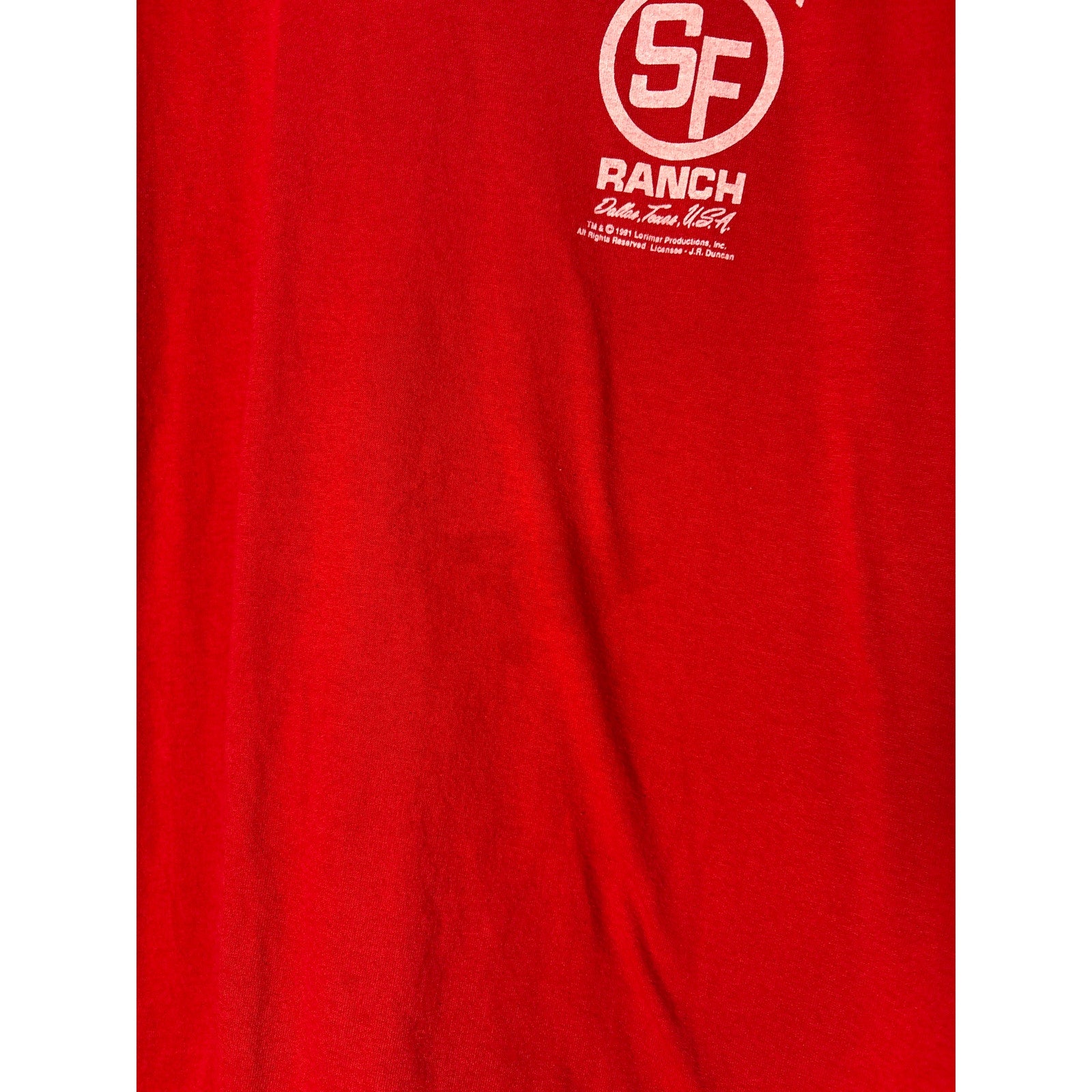 Vintage SouthFork Ranch Soap Opera TV Show Dallas, TX Red Shirt Men's Size XL