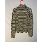 Ralph Lauren Black White Striped Pullover Turtle Neck Sweater Women's Size Large