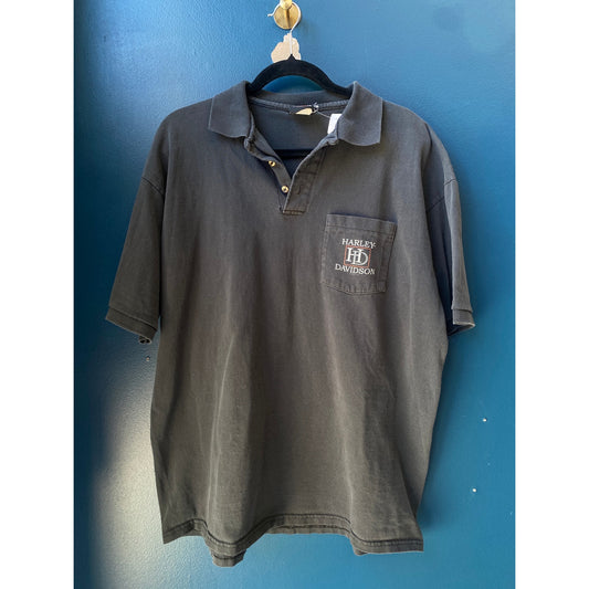2001 Harley Davidson KOKOMO Indiana Black Short Sleeve Polo Shirt Men's Size XL