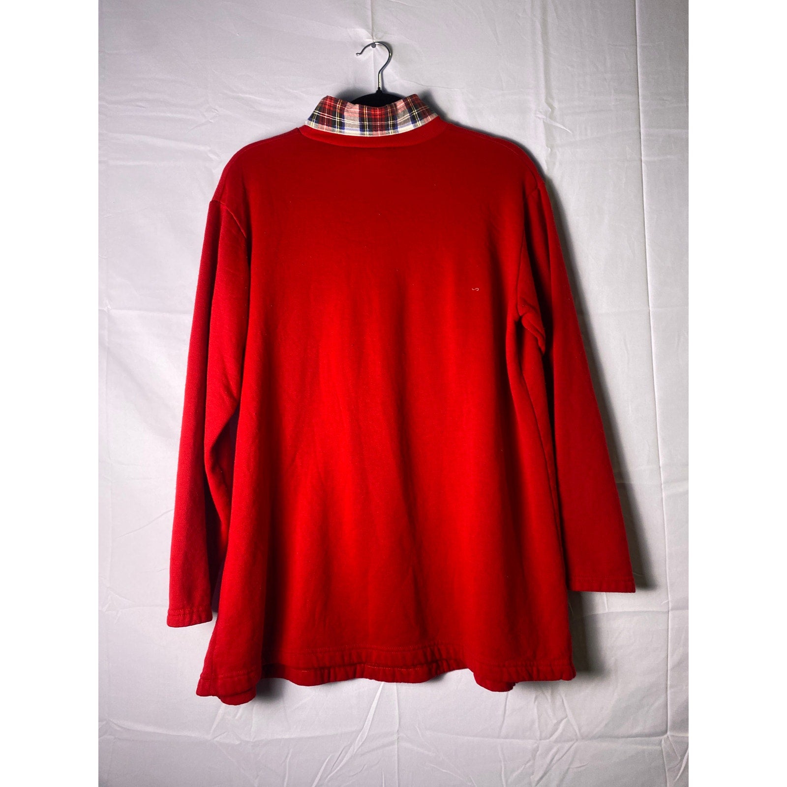 Vintage 90s Mickey Unlimited Plaid Collar Red Pullover Sweatshirt Mens Size L/XL