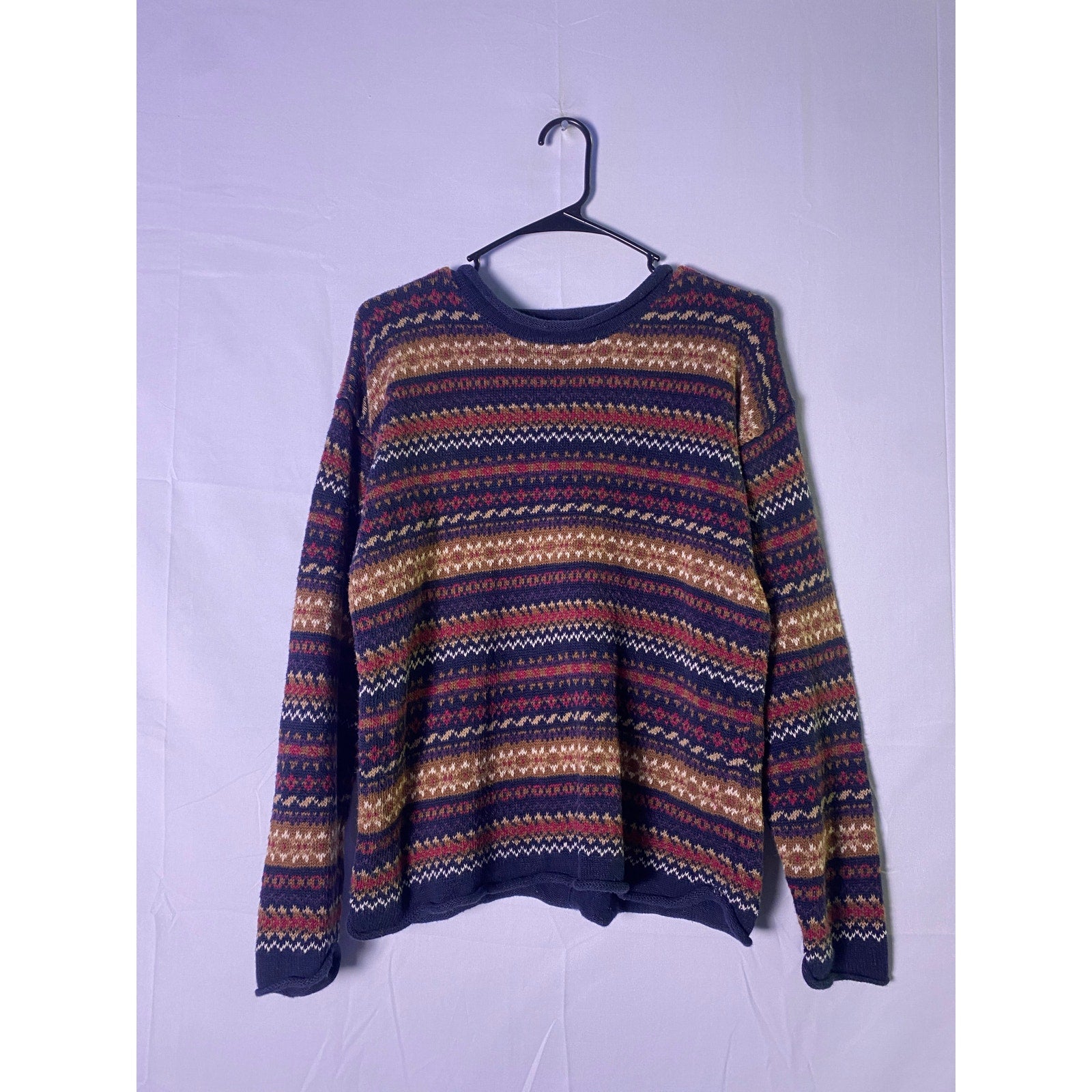 Sienna Multicolor Knit Crewneck Pullover Sweater Men's Size Medium Ramie Cotton